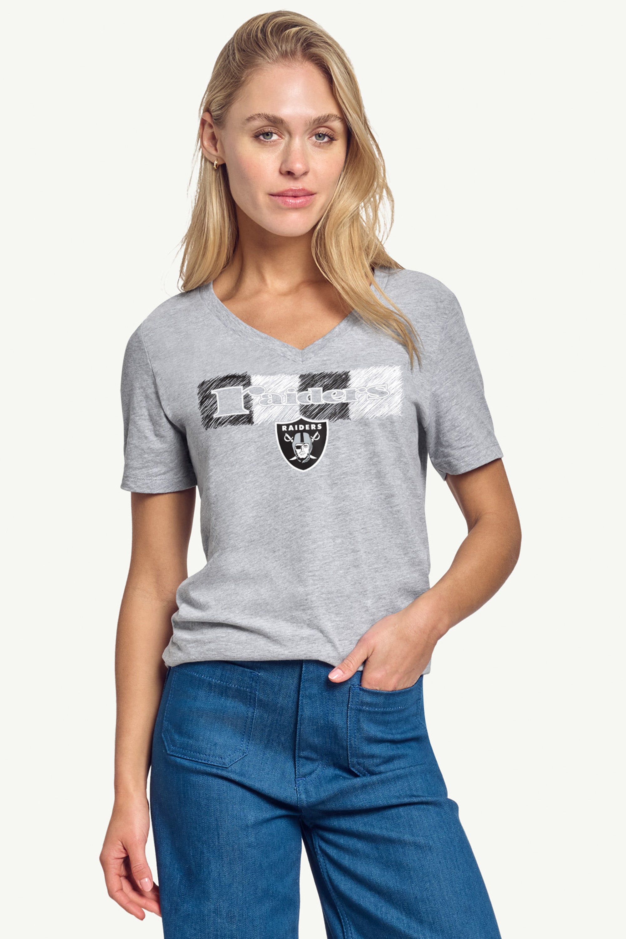 WOMENS LAS VEGAS RAIDERS COLOR SHADDING V-NECK T SHIRT View 3 | NFL WOMENS LAS VEGAS RAIDERS COLOR SHADDING V-NECK T SHIRT View 3 | NFL