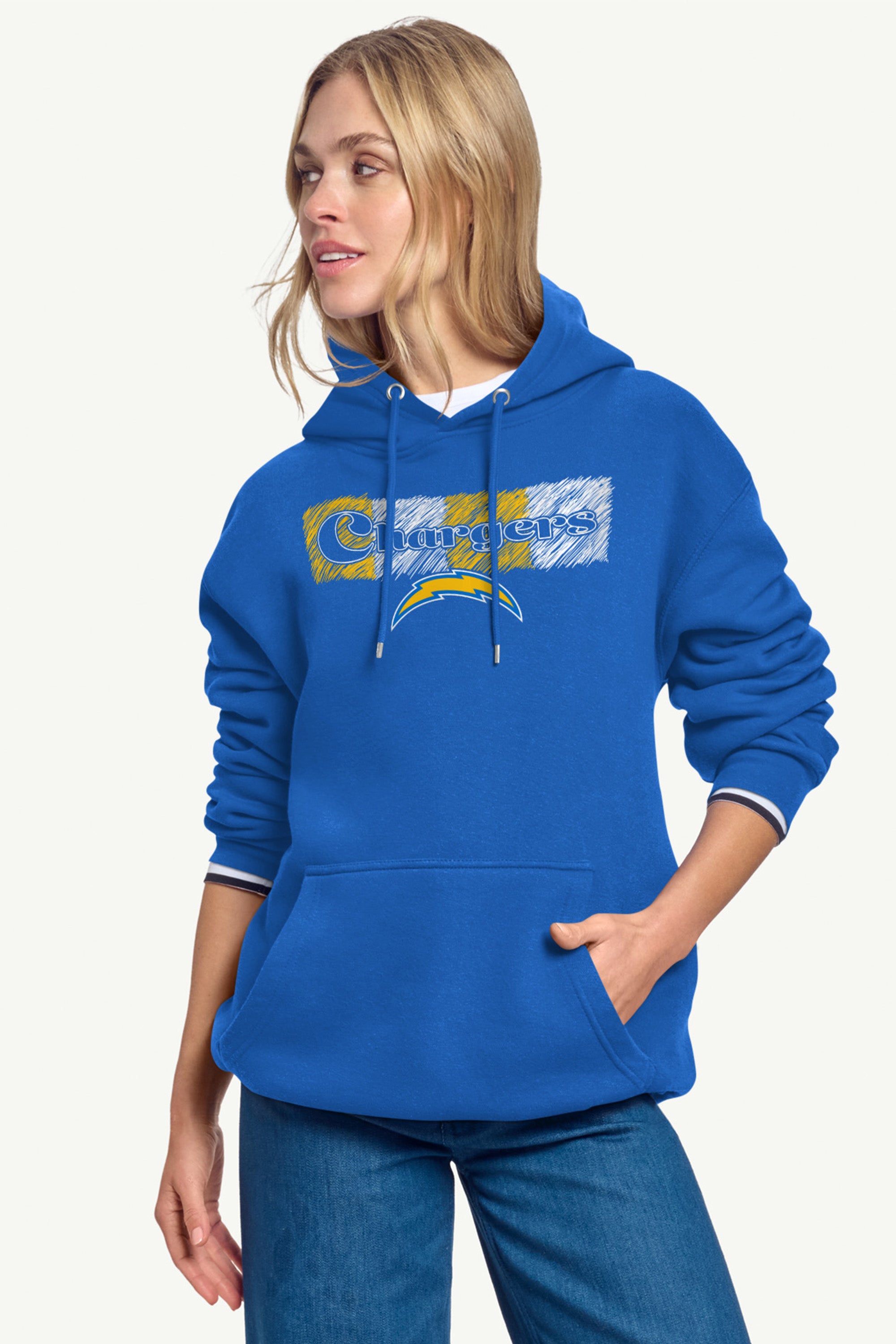 WOMENS LOS ANGELES CHARGERS COLOR SHADDING HOODIE View 2 | Los Angeles Chargers WOMENS LOS ANGELES CHARGERS COLOR SHADDING HOODIE View 2 | Los Angeles Chargers