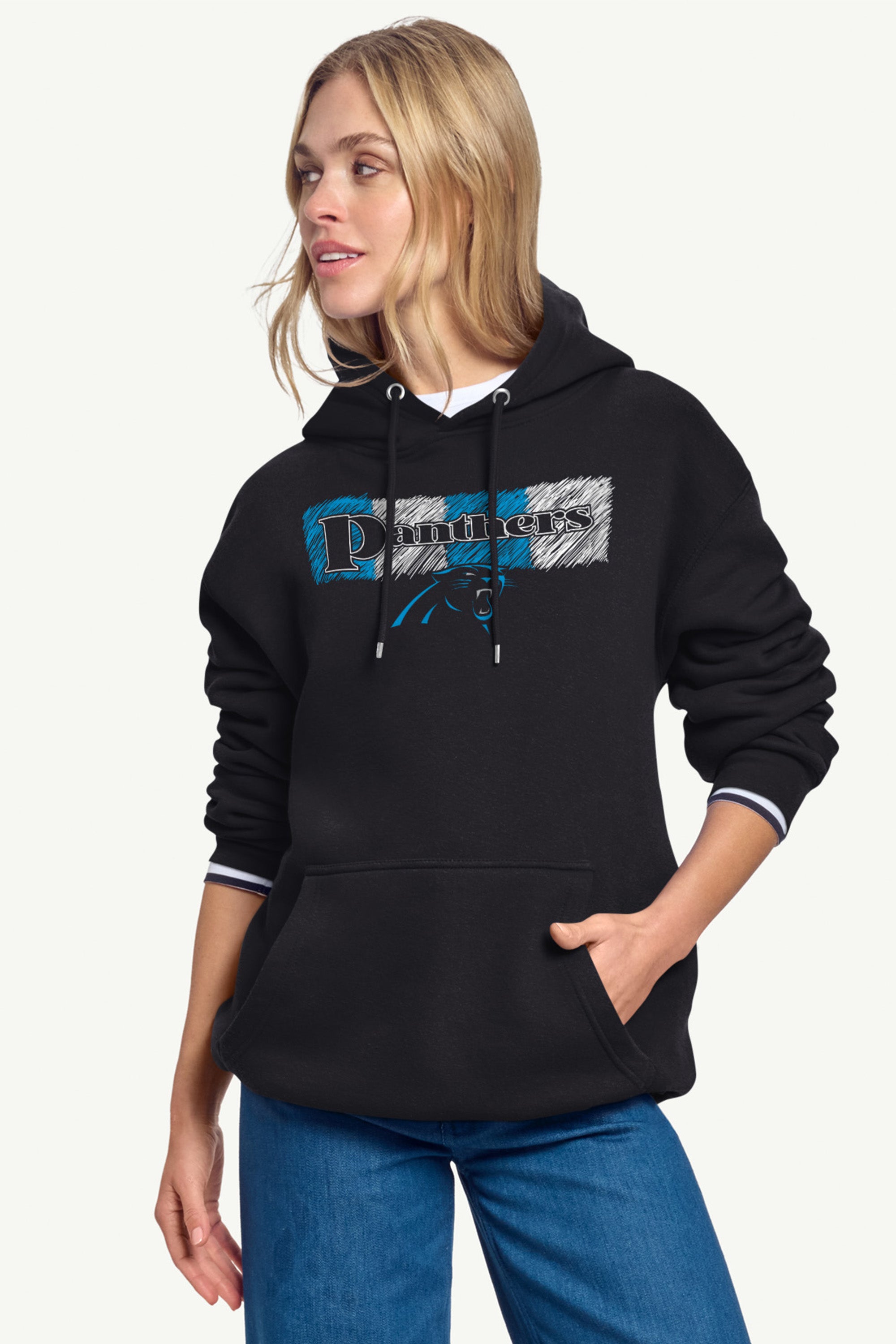 WOMENS CAROLINA PANTHERS COLOR SHADDING HOODIE View 2 | Carolina Panthers WOMENS CAROLINA PANTHERS COLOR SHADDING HOODIE View 2 | Carolina Panthers