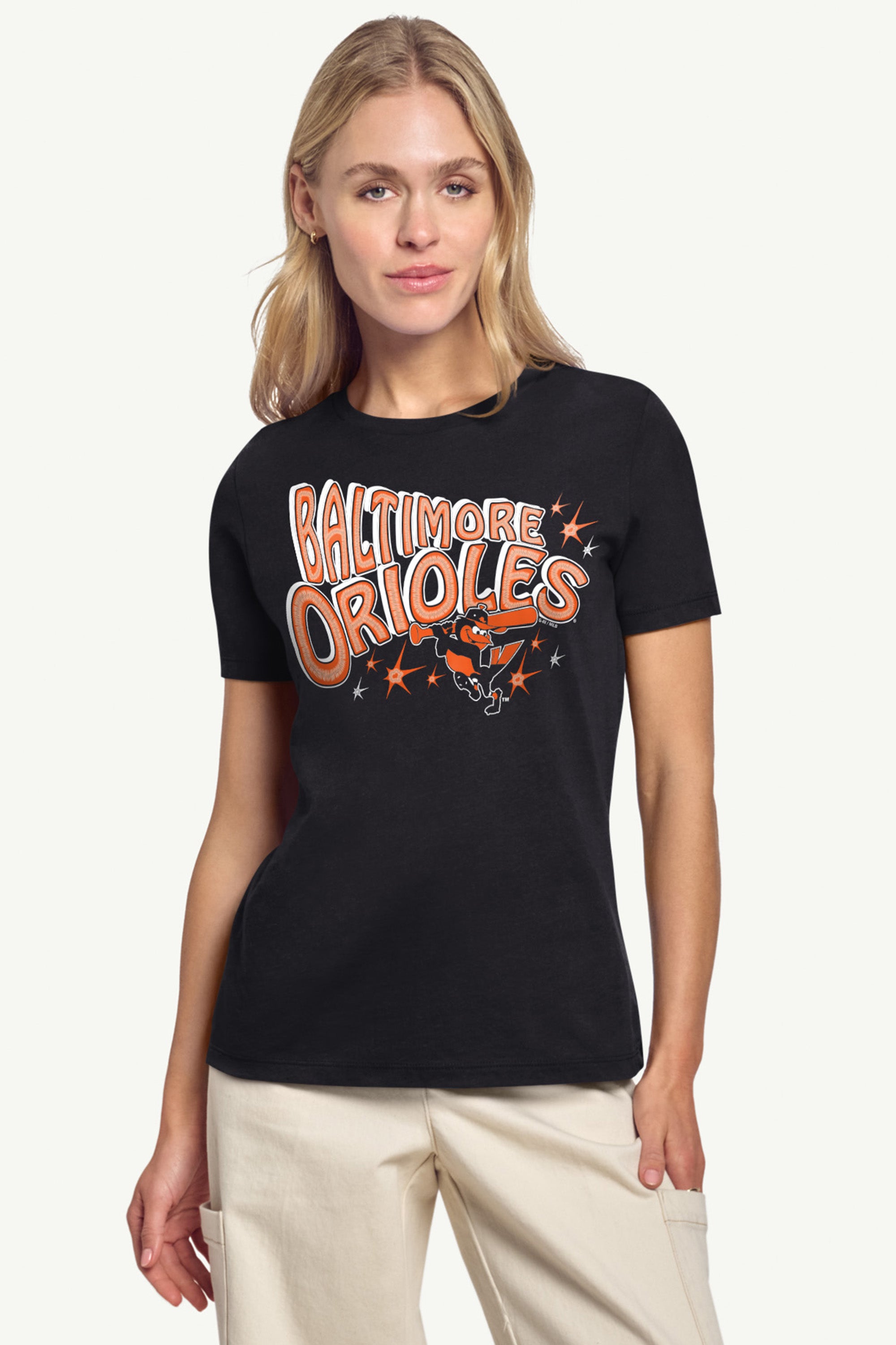 WOMENS BALTIMORE ORIOLES FIREWORKS T SHIRT View 3 | Baltimore Orioles WOMENS BALTIMORE ORIOLES FIREWORKS T SHIRT View 3 | Baltimore Orioles