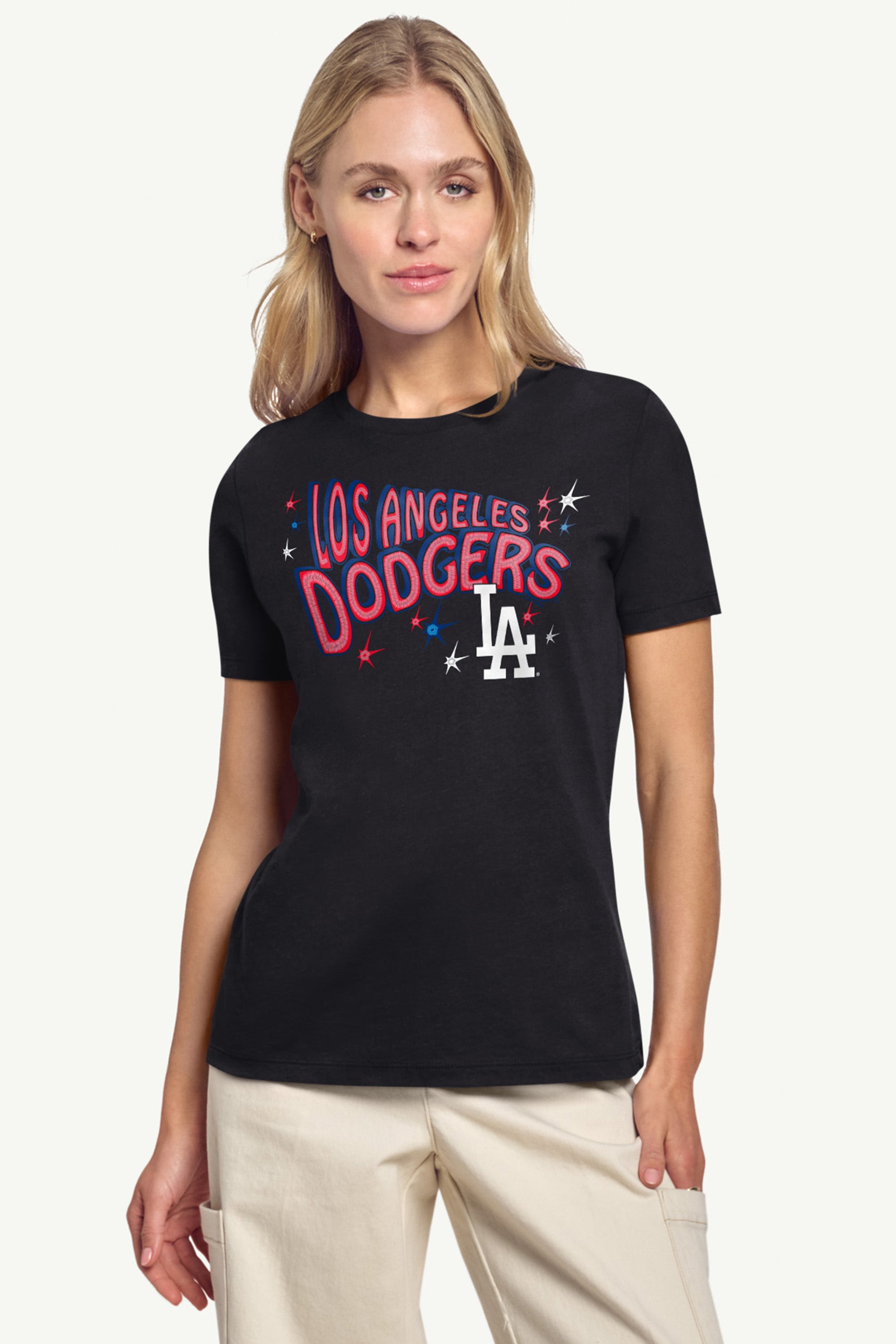 WOMENS LOS ANGELES DODGERS FIREWORKS T SHIRT View 3 | MLB WOMENS LOS ANGELES DODGERS FIREWORKS T SHIRT View 3 | MLB