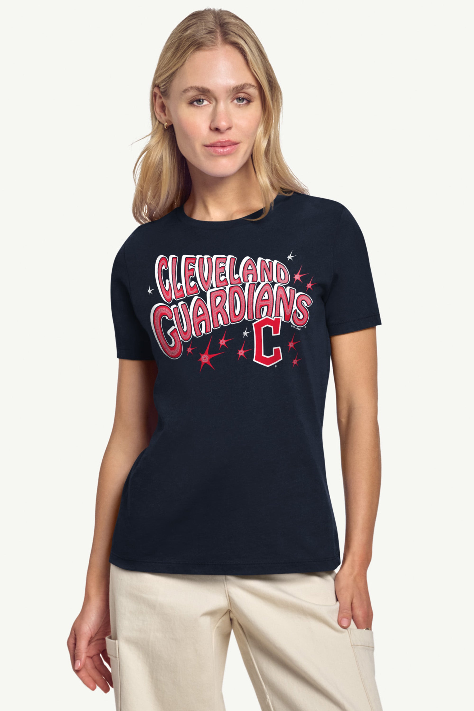 WOMENS CLEVELAND GUARDIANS FIREWORKS T SHIRT View 3 | Cleveland Guardians WOMENS CLEVELAND GUARDIANS FIREWORKS T SHIRT View 3 | Cleveland Guardians