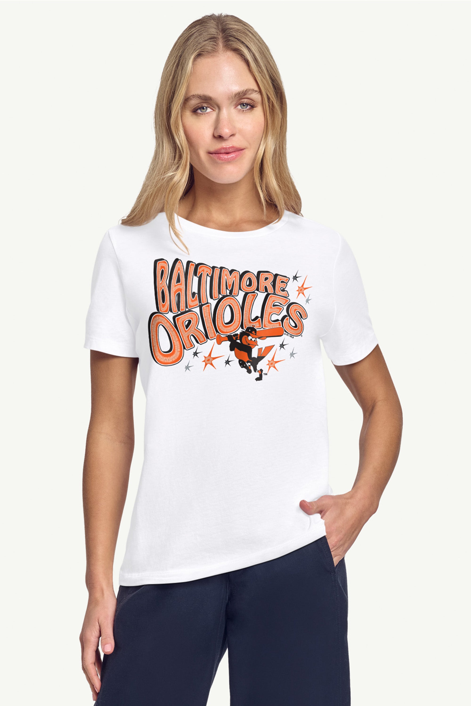 WOMENS BALTIMORE ORIOLES FIREWORKS T SHIRT View 3 | Baltimore Orioles WOMENS BALTIMORE ORIOLES FIREWORKS T SHIRT View 3 | Baltimore Orioles