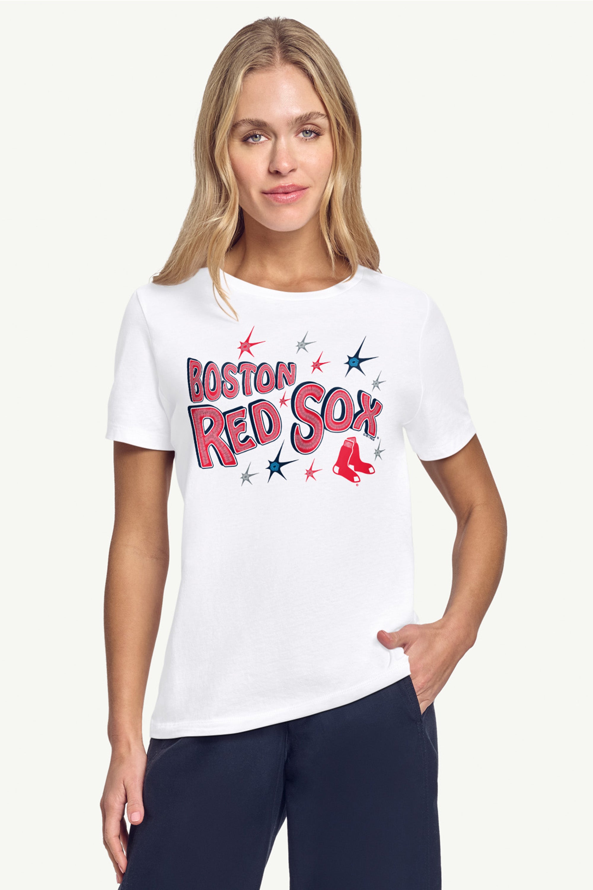 WOMENS BOSTON RED SOX FIREWORKS T SHIRT View 3 | MLB WOMENS BOSTON RED SOX FIREWORKS T SHIRT View 3 | MLB