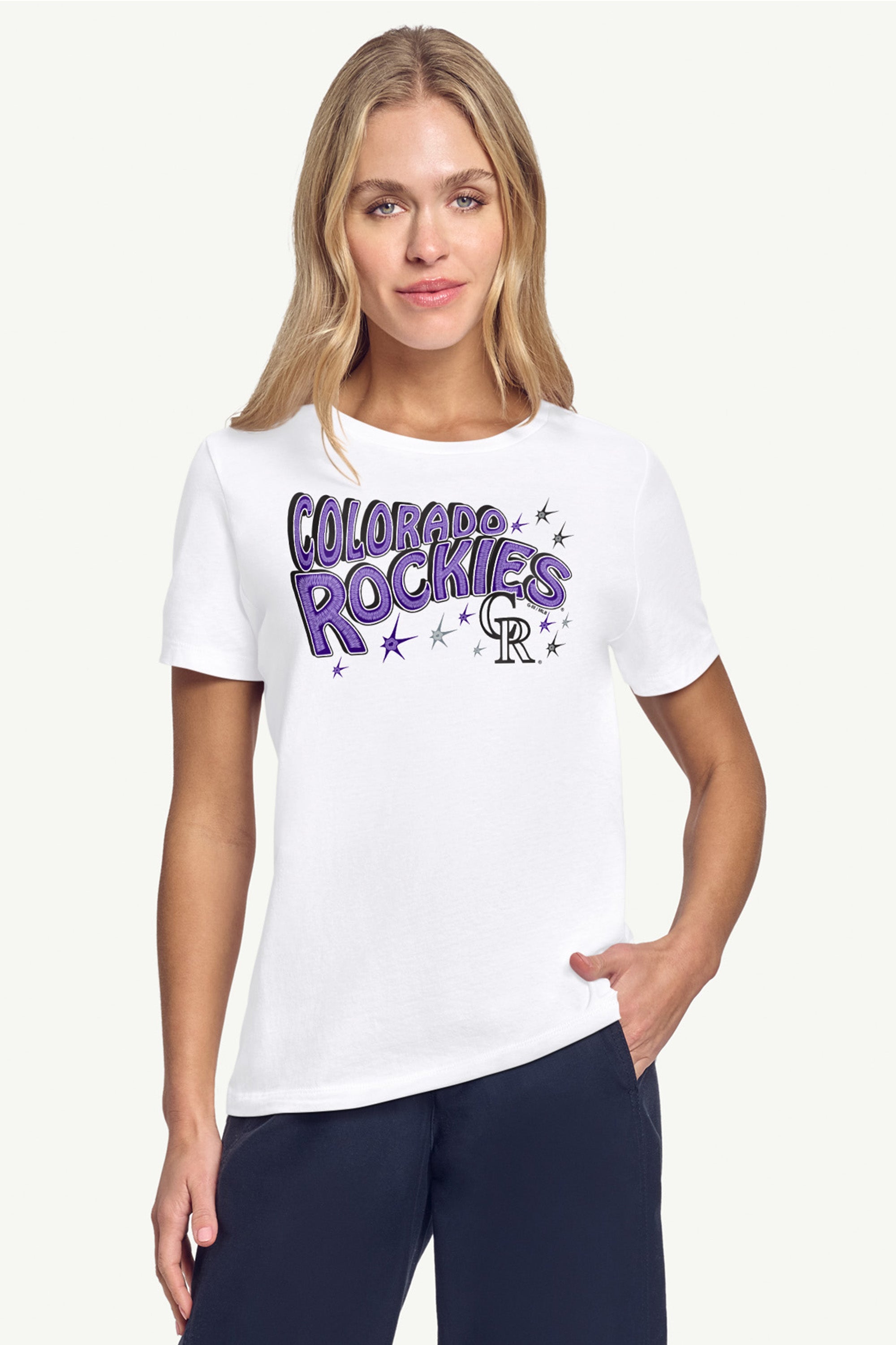 WOMENS COLORADO ROCKIES FIREWORKS T SHIRT View 3 | MLB WOMENS COLORADO ROCKIES FIREWORKS T SHIRT View 3 | MLB