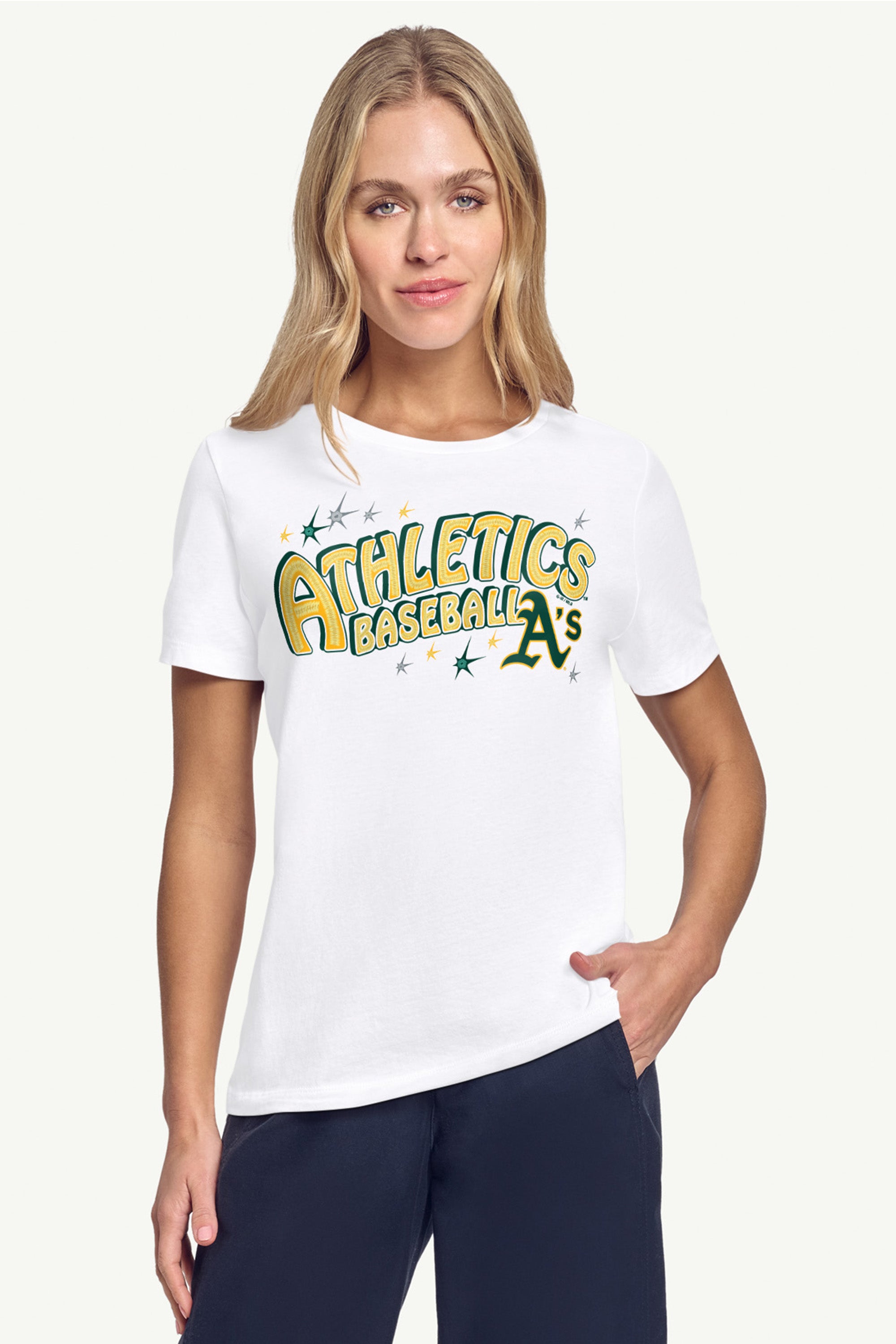 WOMENS OAKLAND ATHLETICS FIREWORKS T SHIRT View 3 | Athletics WOMENS OAKLAND ATHLETICS FIREWORKS T SHIRT View 3 | Athletics
