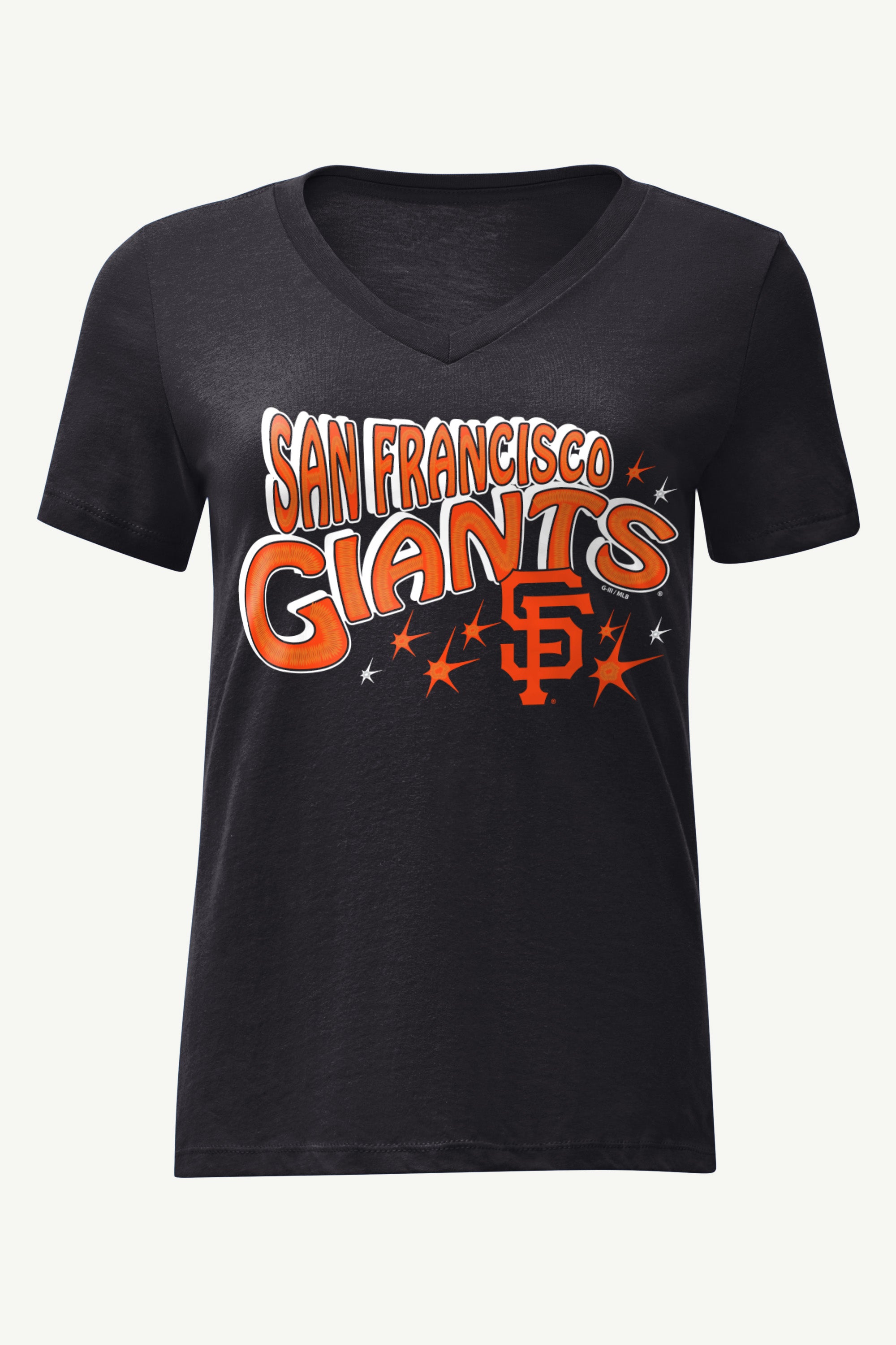WOMENS SAN FRANCISCO GIANTS FIREWORKS V NECK T SHIRT View 1 | San Francisco Giants WOMENS SAN FRANCISCO GIANTS FIREWORKS V NECK T SHIRT View 1 | San Francisco Giants