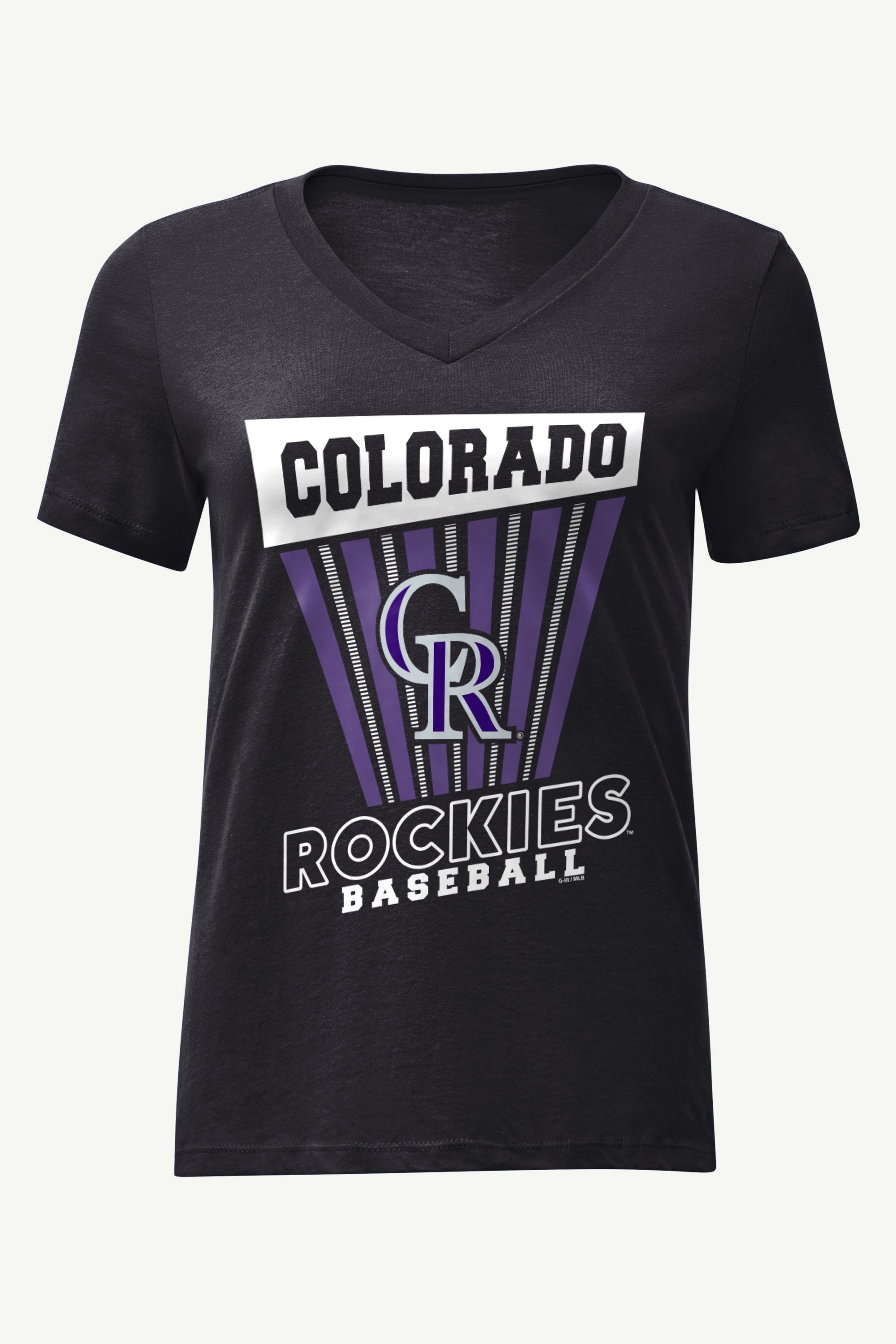 WOMENS COLORADO ROCKIES POSTER PRINT V NECK T SHIRT View 1 | Colorado Rockies WOMENS COLORADO ROCKIES POSTER PRINT V NECK T SHIRT View 1 | Colorado Rockies