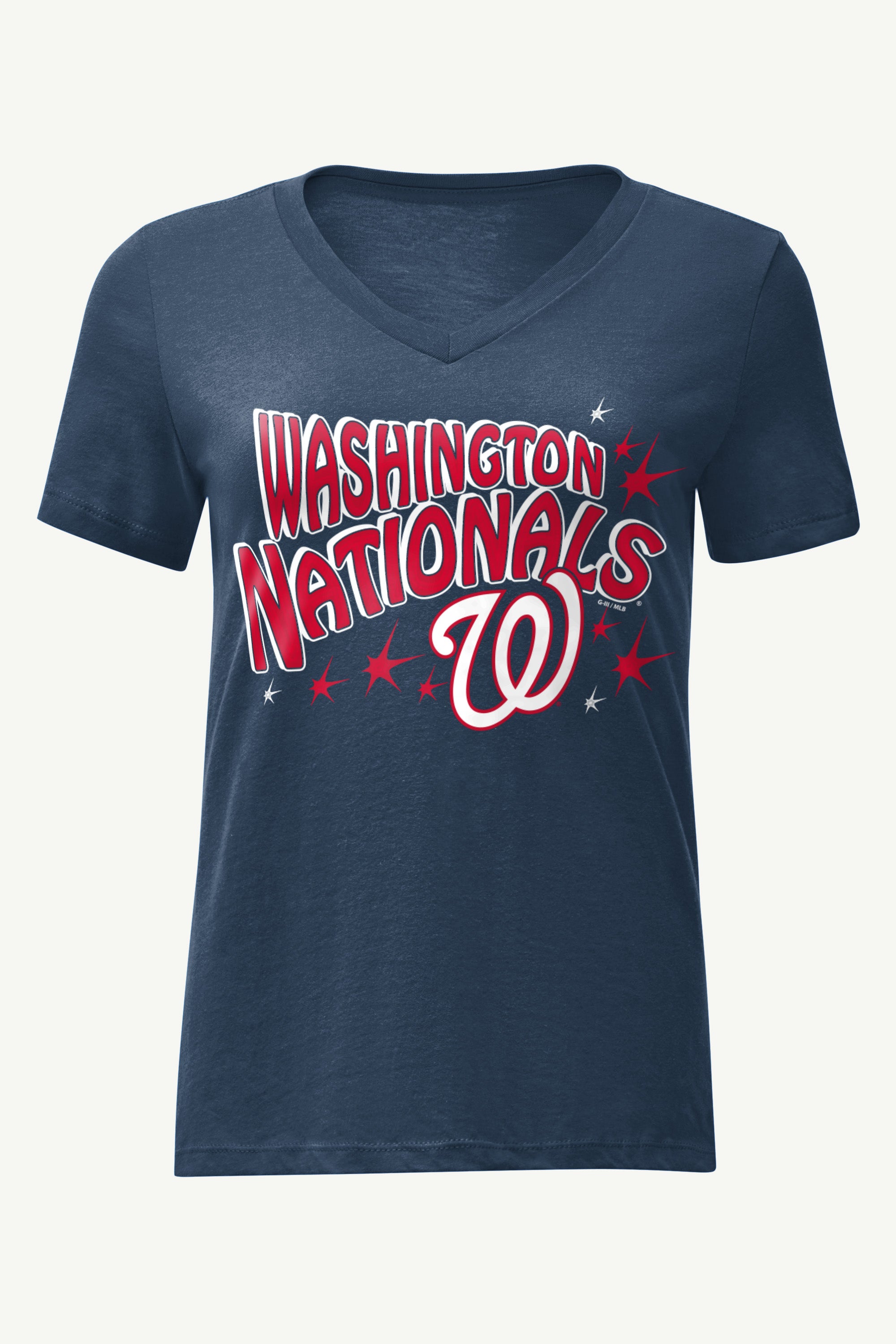 WOMENS WASHINGTON NATIONALS FIREWORKS V NECK T SHIRT View 1 | Washington Nationals WOMENS WASHINGTON NATIONALS FIREWORKS V NECK T SHIRT View 1 | Washington Nationals