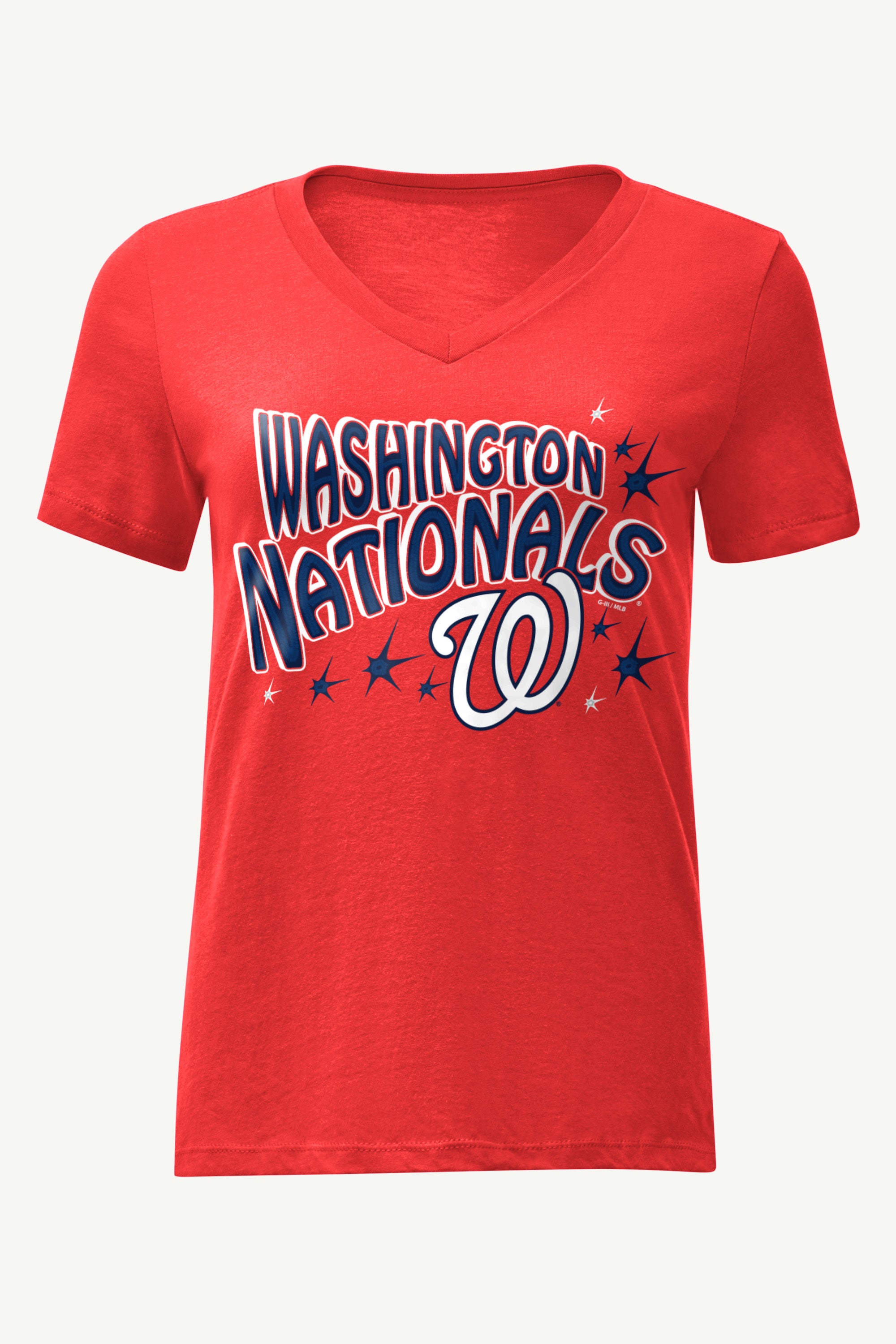 WOMENS WASHINGTON NATIONALS FIREWORKS V NECK T SHIRT View 1 | Washington Nationals WOMENS WASHINGTON NATIONALS FIREWORKS V NECK T SHIRT View 1 | Washington Nationals