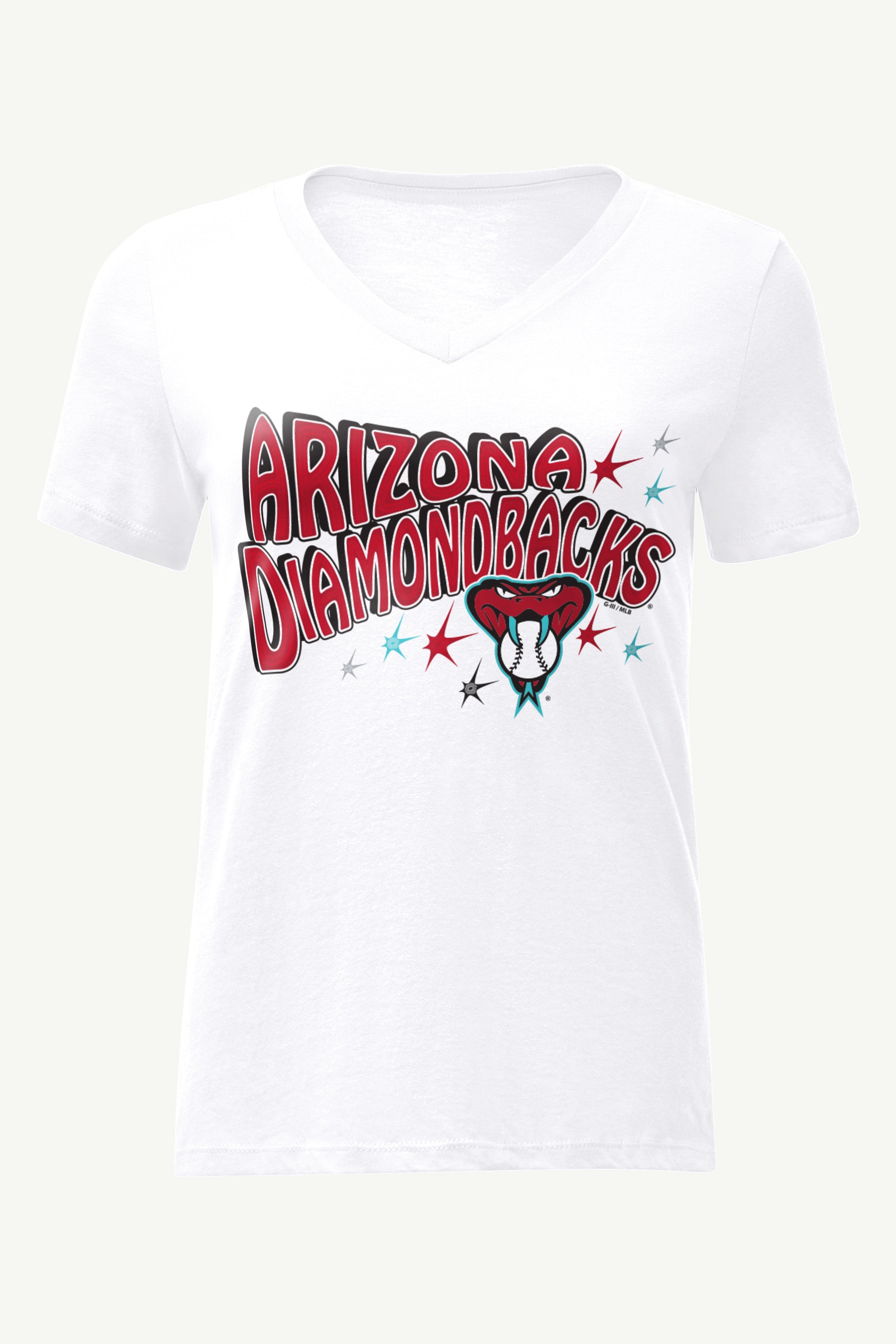 WOMENS ARIZONA DIAMONDBACKS FIREWORKS V NECK T SHIRT View 1 | Arizona Diamondbacks WOMENS ARIZONA DIAMONDBACKS FIREWORKS V NECK T SHIRT View 1 | Arizona Diamondbacks