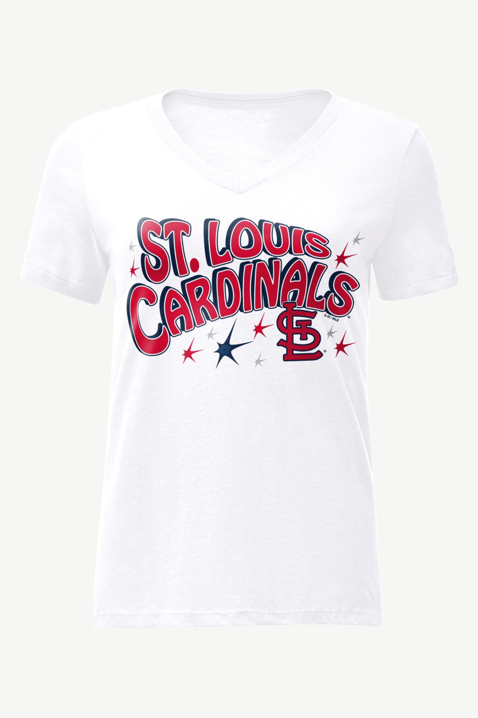 WOMENS ST LOUIS CARDINALS FIREWORKS V NECK T SHIRT View 4 | St. Louis Cardinals WOMENS ST LOUIS CARDINALS FIREWORKS V NECK T SHIRT View 4 | St. Louis Cardinals