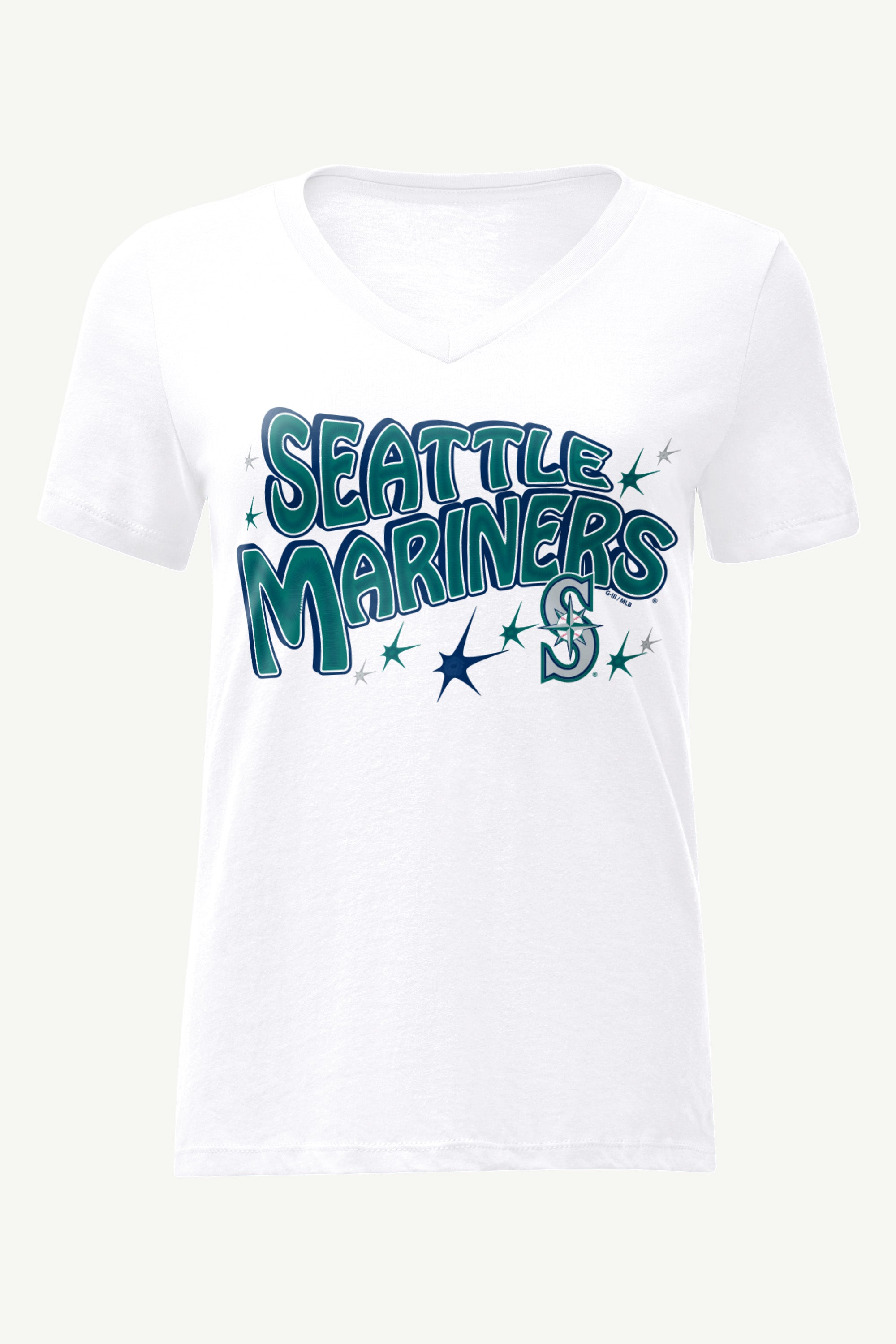 WOMENS SEATTLE MARINERS FIREWORKS V NECK T SHIRT View 1 | Seattle Mariners WOMENS SEATTLE MARINERS FIREWORKS V NECK T SHIRT View 1 | Seattle Mariners