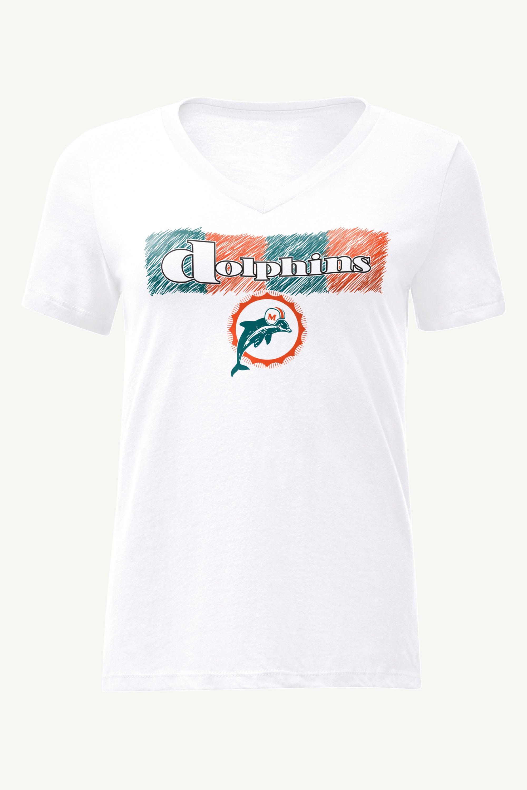 WOMENS MIAMI DOLPHINS COLOR SHADDING V-NECK T SHIRT View 1 | NFL WOMENS MIAMI DOLPHINS COLOR SHADDING V-NECK T SHIRT View 1 | NFL