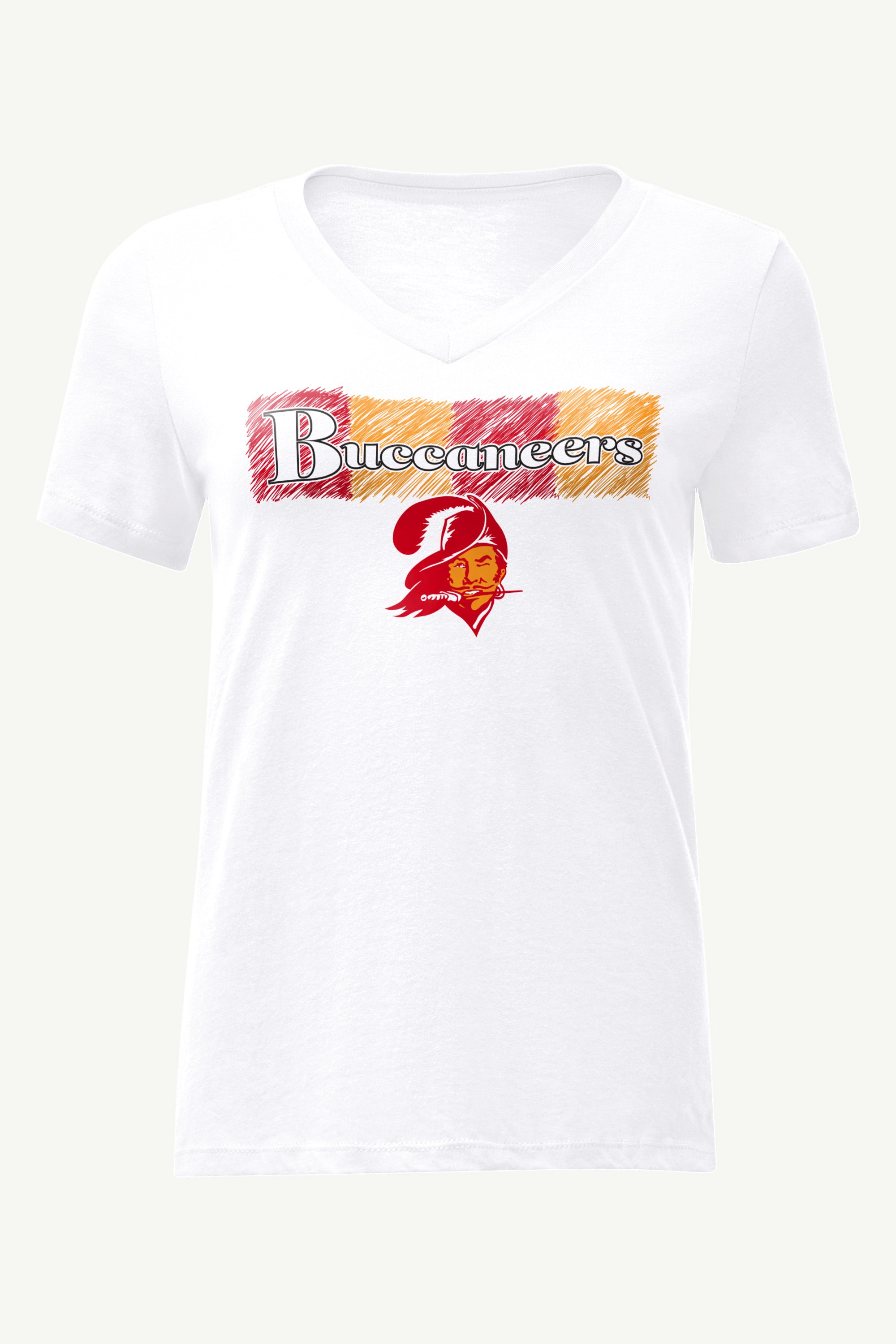 WOMENS TAMPA BAY BUCANEERS COLOR SHADDING V-NECK T SHIRT View 1 | Tampa Bay Buccaneers WOMENS TAMPA BAY BUCANEERS COLOR SHADDING V-NECK T SHIRT View 1 | Tampa Bay Buccaneers