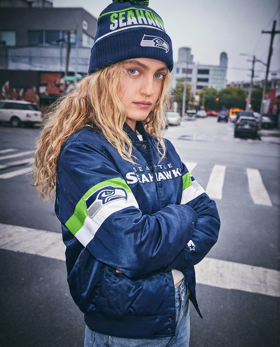 SEATTLE SEAHAWKS POM CUFFED BEANIE View 3 SEATTLE SEAHAWKS POM CUFFED BEANIE View 3