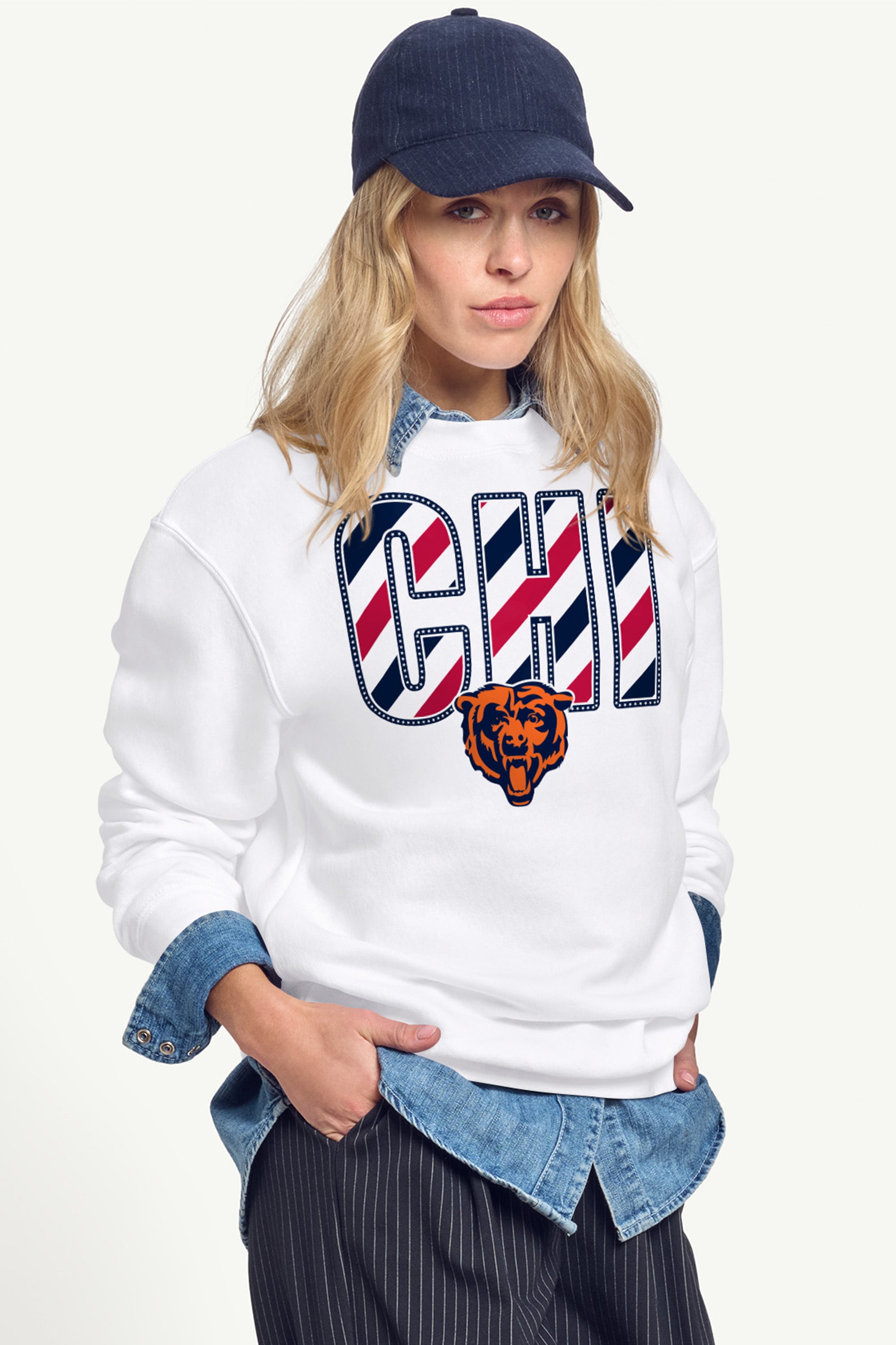 WOMENS CHICAGO BEARS STARS AND STRIPES SWEATSHIRT View 4 WOMENS CHICAGO BEARS STARS AND STRIPES SWEATSHIRT View 4