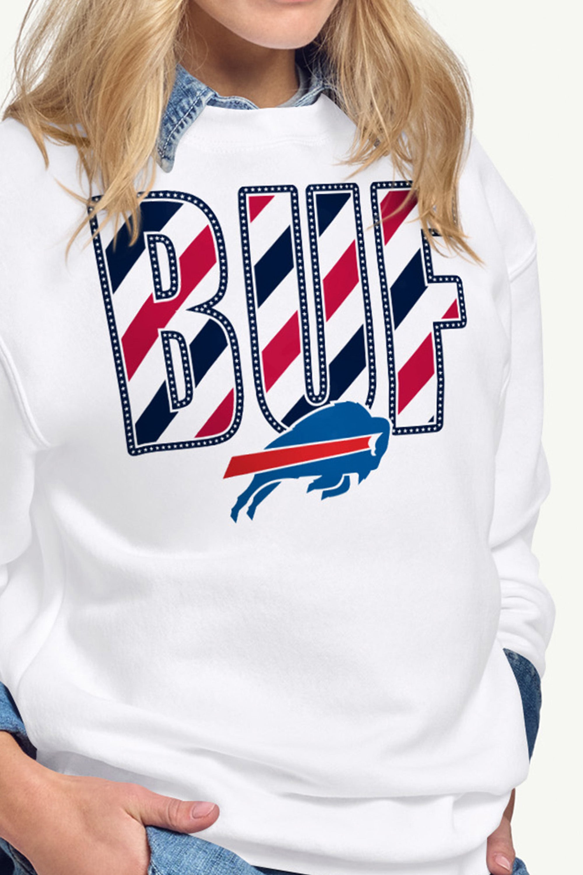 WOMENS BUFFALO BILLS STARS AND STRIPES SWEATSHIRT View 2 WOMENS BUFFALO BILLS STARS AND STRIPES SWEATSHIRT View 2