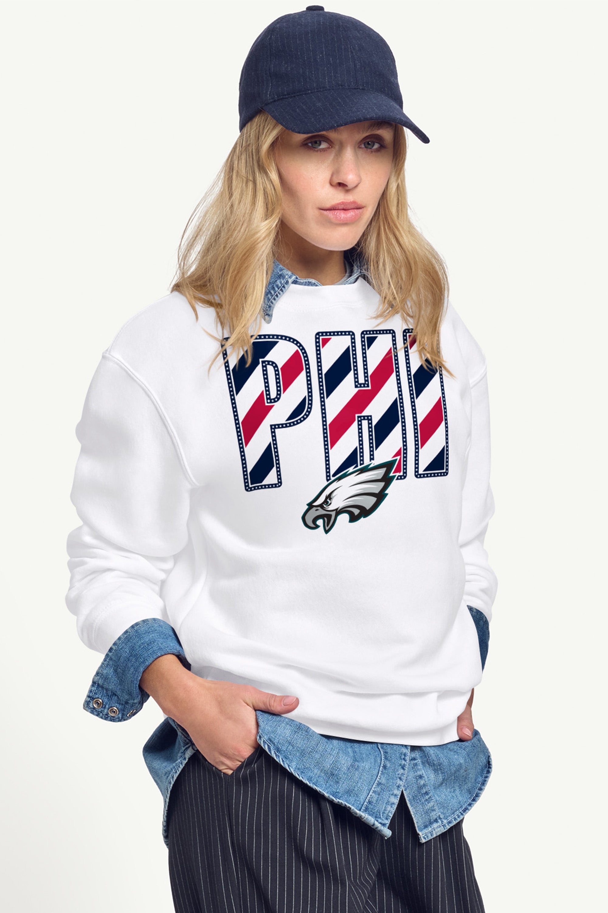 WOMENS PHILADELPHIA EAGLES STARS AND STRIPES SWEATSHIRT View 4 WOMENS PHILADELPHIA EAGLES STARS AND STRIPES SWEATSHIRT View 4