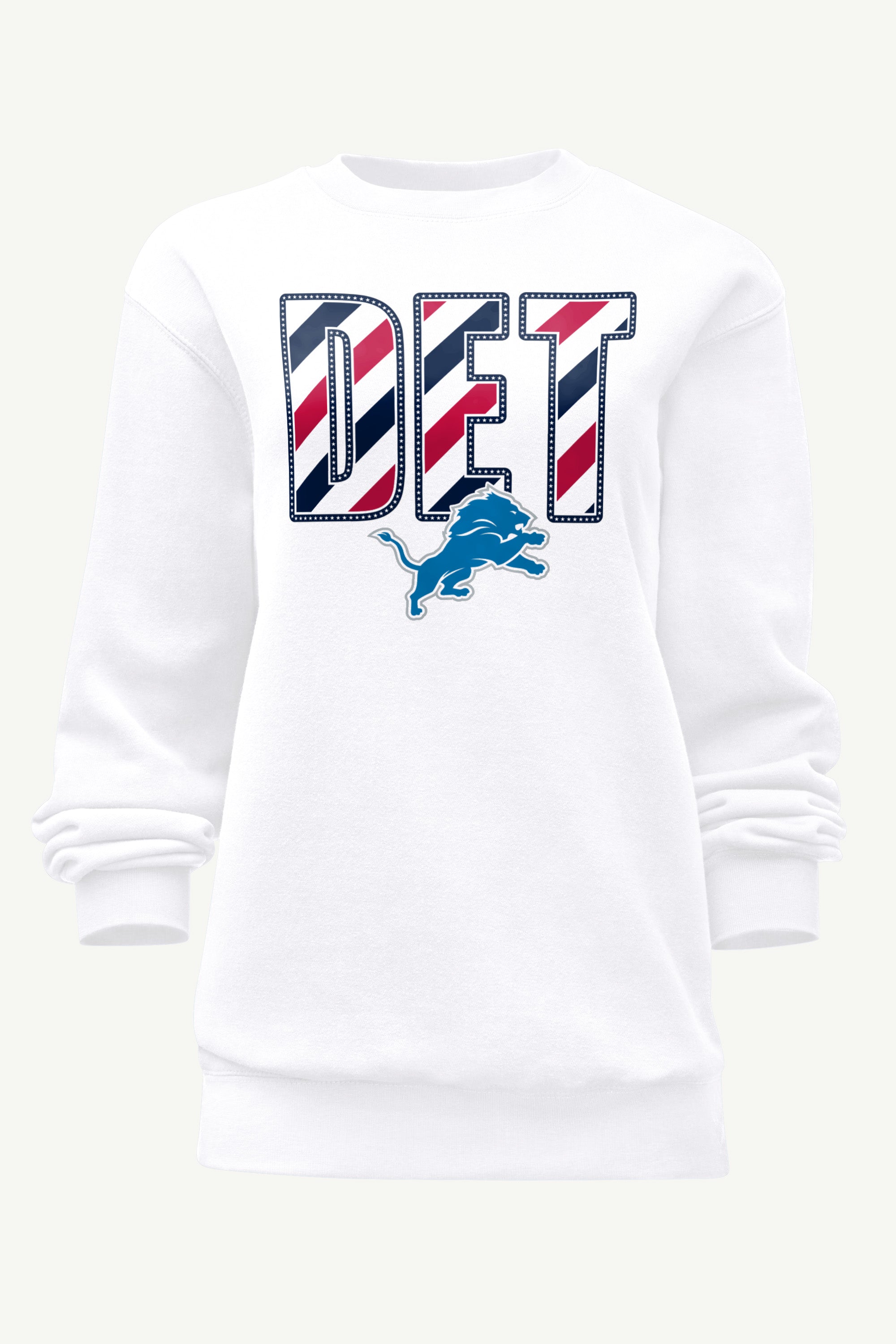 WOMENS DETROIT LIONS STARS AND STRIPES SWEATSHIRT View 1 WOMENS DETROIT LIONS STARS AND STRIPES SWEATSHIRT View 1