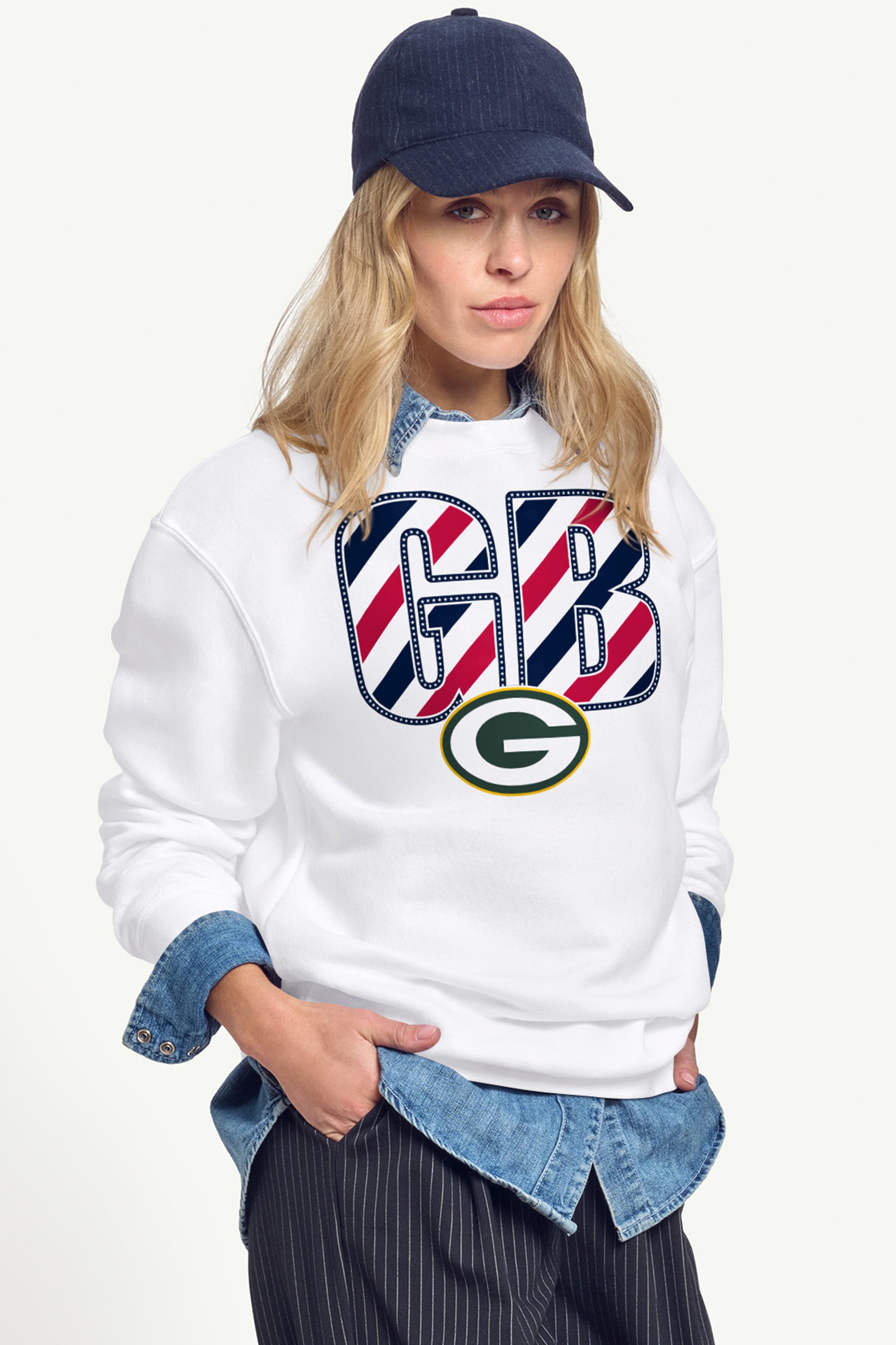 WOMENS GREEN BAY PACKERS STARS AND STRIPES SWEATSHIRT View 4 WOMENS GREEN BAY PACKERS STARS AND STRIPES SWEATSHIRT View 4