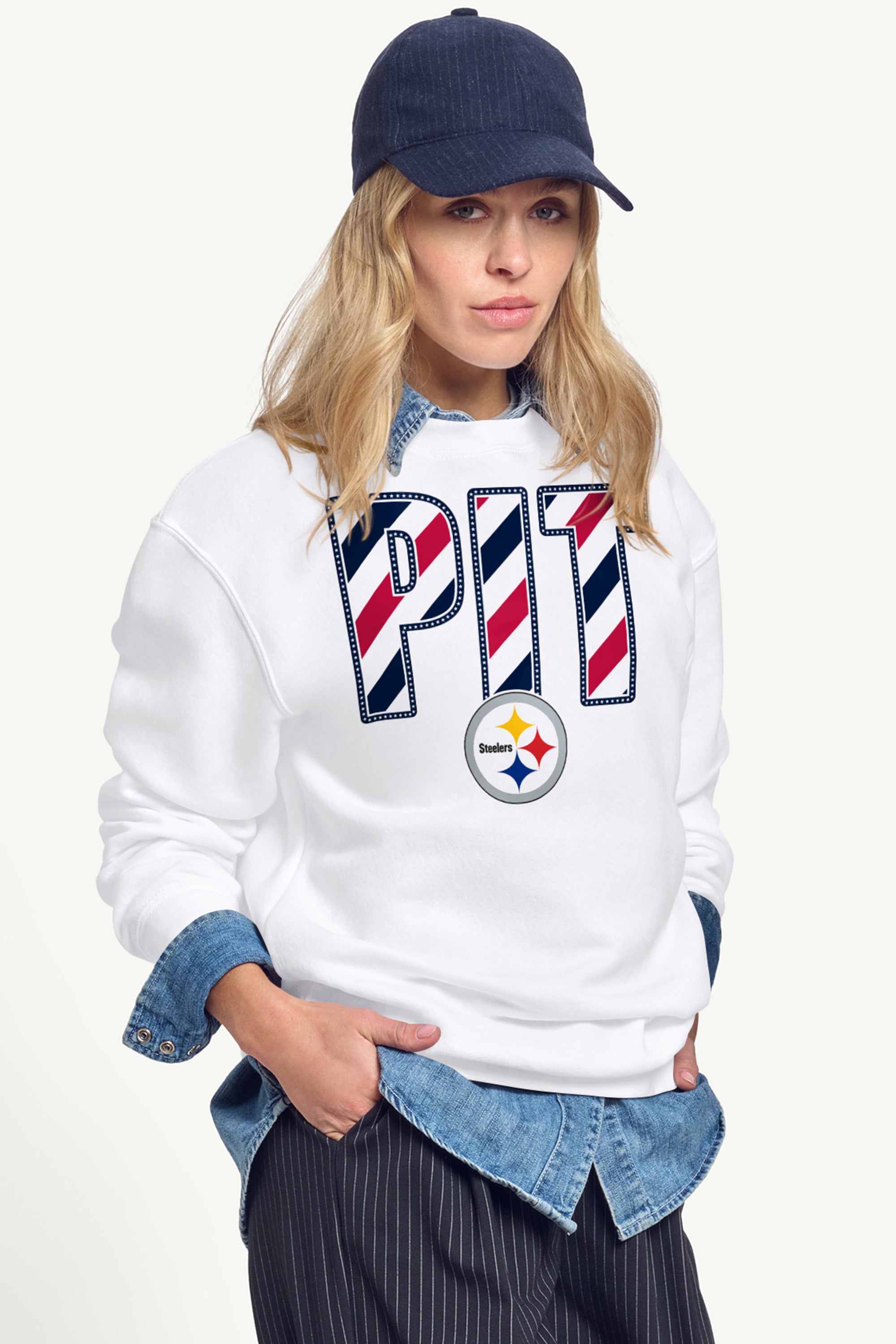 WOMENS PITTSBURGH STEELERS STARS AND STRIPES SWEATSHIRT View 4 WOMENS PITTSBURGH STEELERS STARS AND STRIPES SWEATSHIRT View 4
