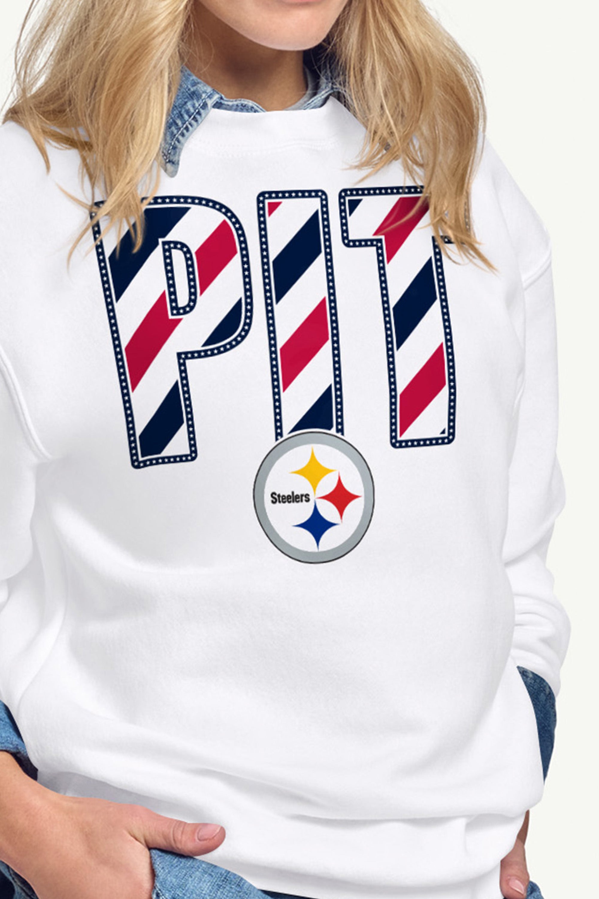 WOMENS PITTSBURGH STEELERS STARS AND STRIPES SWEATSHIRT View 2 WOMENS PITTSBURGH STEELERS STARS AND STRIPES SWEATSHIRT View 2