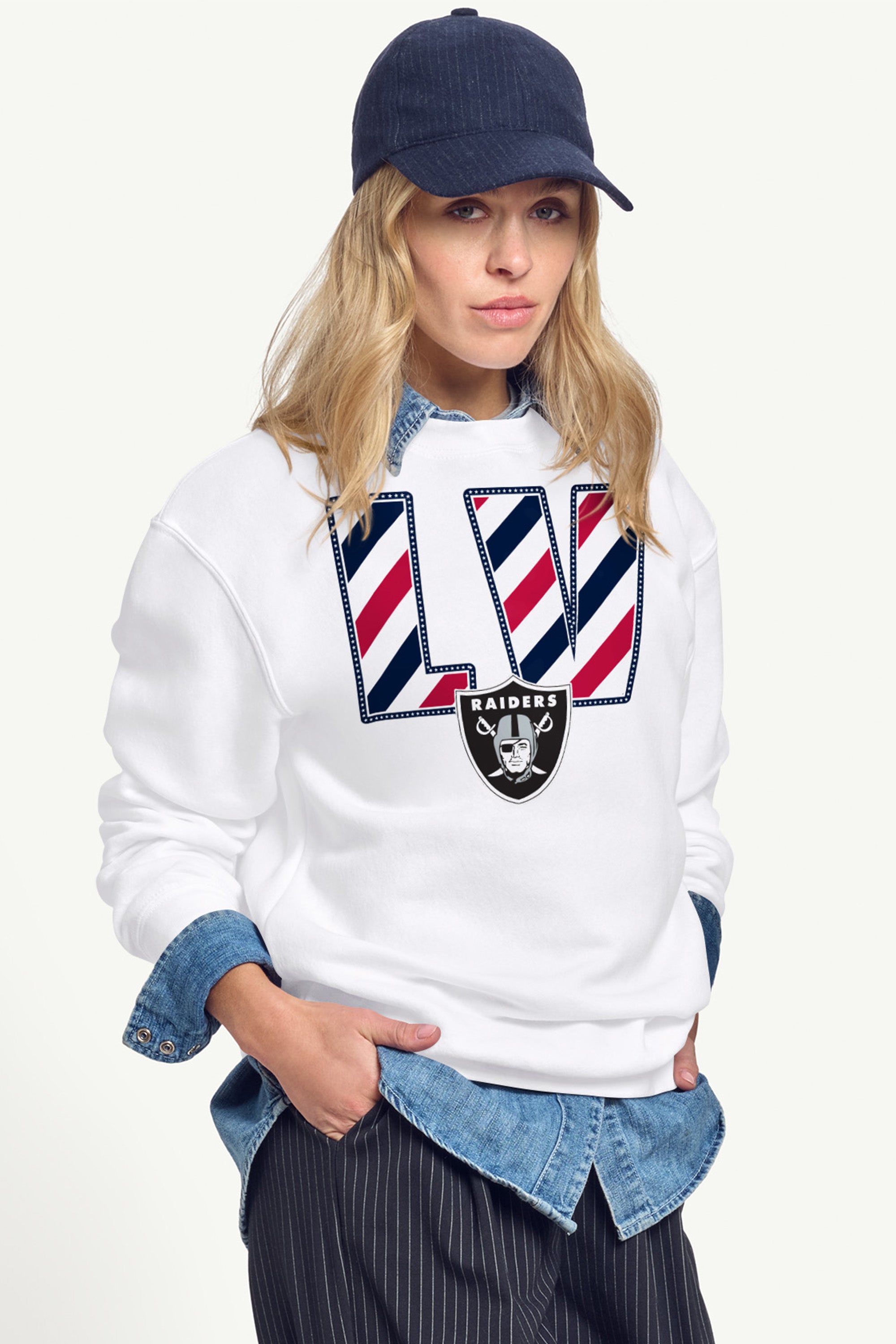 WOMENS LAS VEGAS RAIDERS STARS AND STRIPES SWEATSHIRT View 4 WOMENS LAS VEGAS RAIDERS STARS AND STRIPES SWEATSHIRT View 4