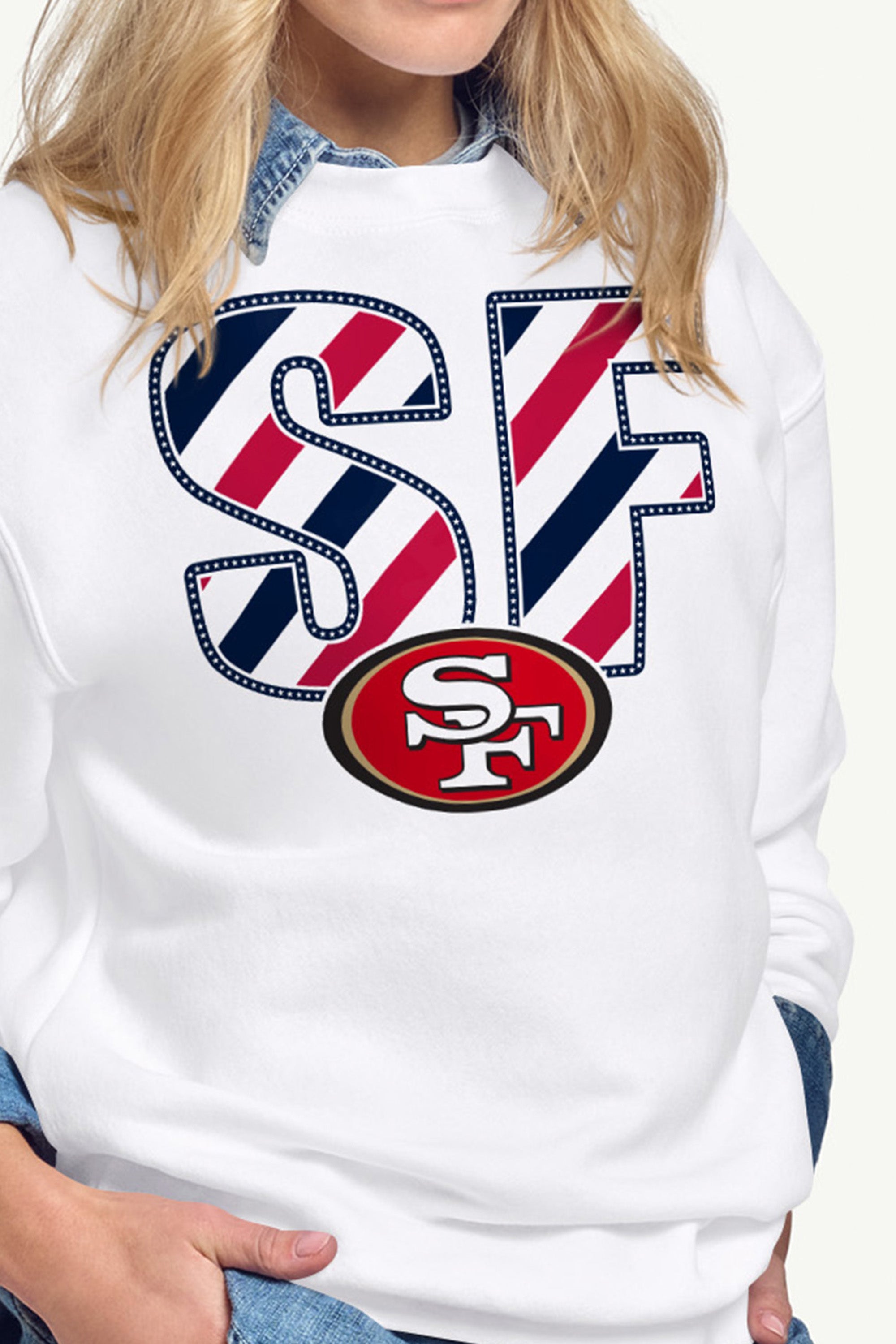 WOMENS SAN FRANCISCO 49ERS STARS AND STRIPES SWEATSHIRT View 2 WOMENS SAN FRANCISCO 49ERS STARS AND STRIPES SWEATSHIRT View 2