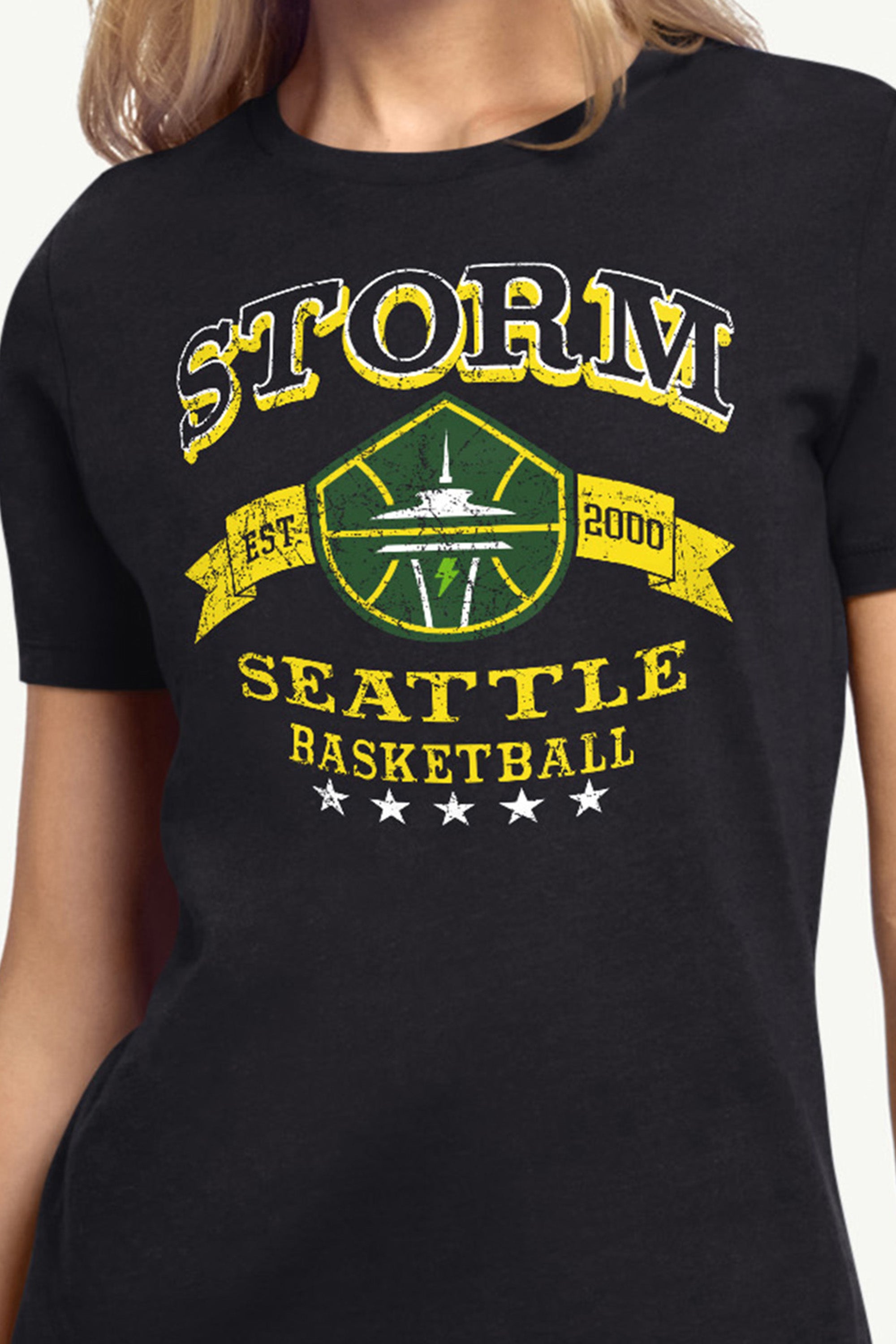 WOMENS WNBA SEATTLE STORM BLEACHERS & BANNER T SHIRT View 2 | Seattle Storm WOMENS WNBA SEATTLE STORM BLEACHERS & BANNER T SHIRT View 2 | Seattle Storm