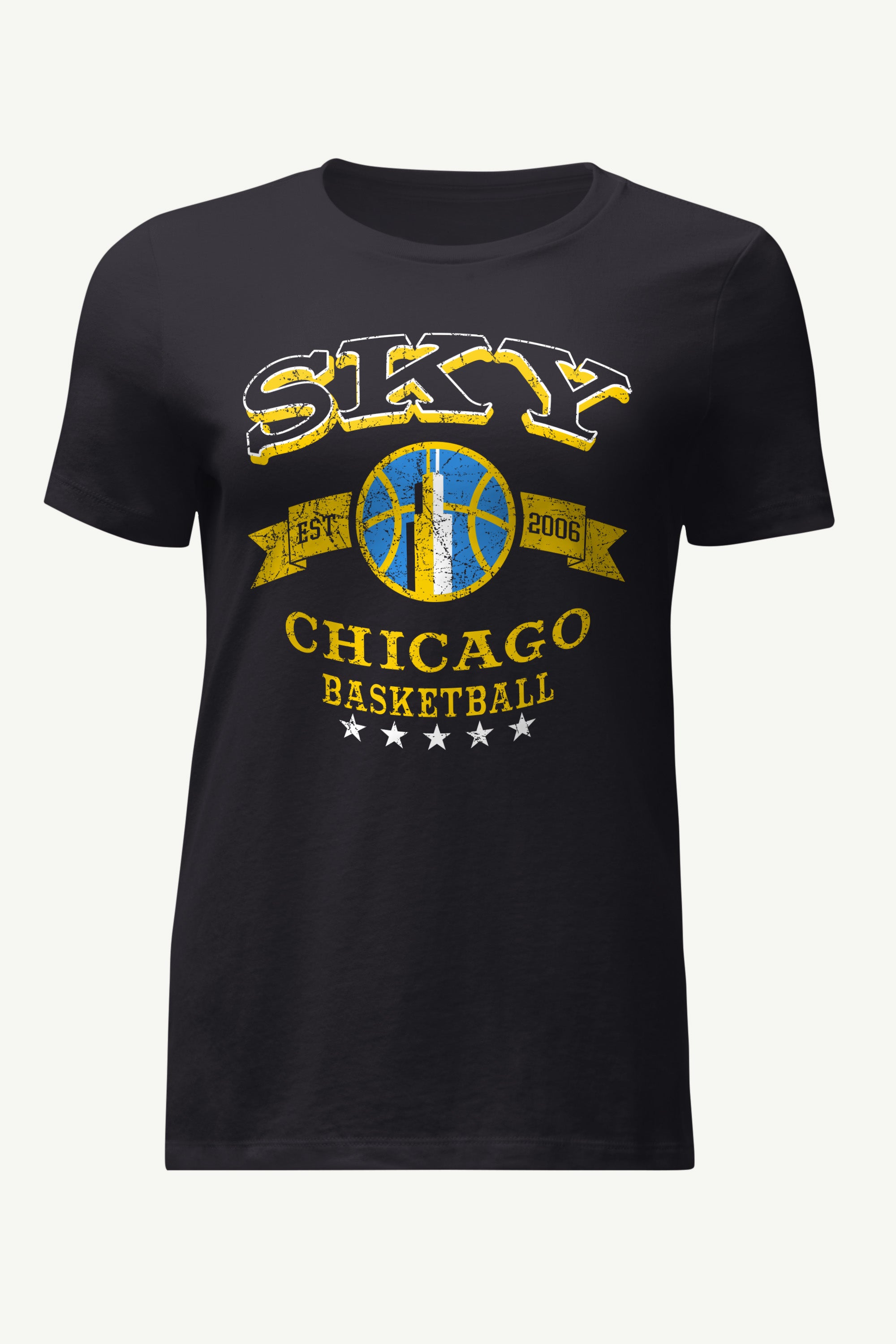 WOMENS WNBA CHICAGO SKY BLEACHERS & BANNER T SHIRT View 1 | Chicago Sky WOMENS WNBA CHICAGO SKY BLEACHERS & BANNER T SHIRT View 1 | Chicago Sky