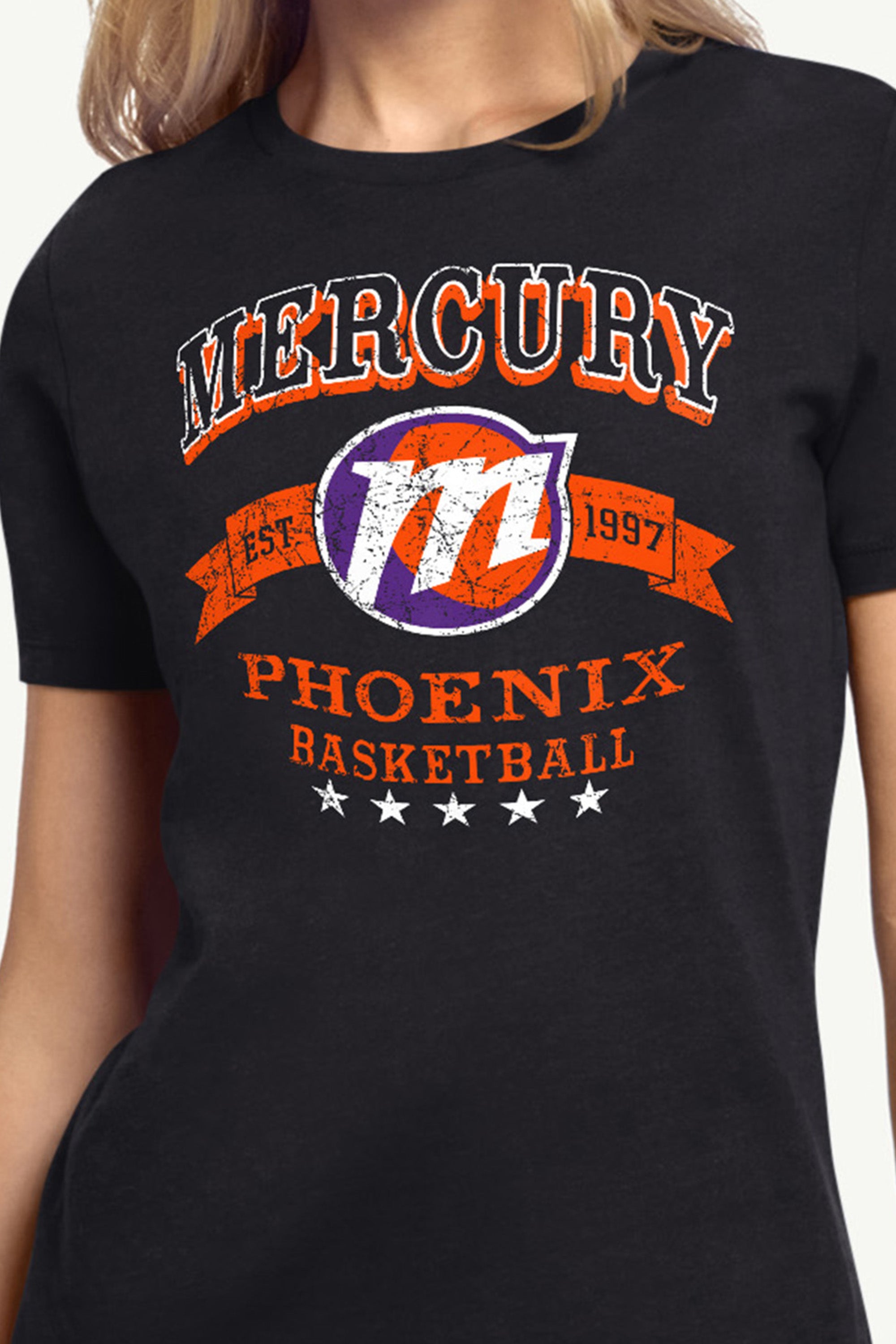 WOMENS WNBA PHOENIX MERCURY BLEACHERS & BANNER T SHIRT View 2 | Phoenix Mercury WOMENS WNBA PHOENIX MERCURY BLEACHERS & BANNER T SHIRT View 2 | Phoenix Mercury