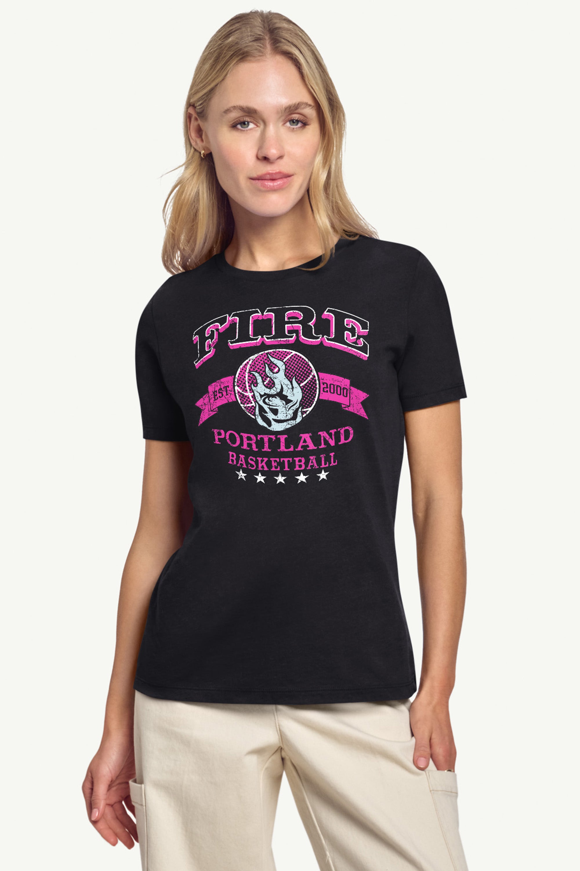 WOMENS WNBA PORTLAND FIRE BLEACHERS & BANNER T SHIRT View 4 | Portland Fire WOMENS WNBA PORTLAND FIRE BLEACHERS & BANNER T SHIRT View 4 | Portland Fire