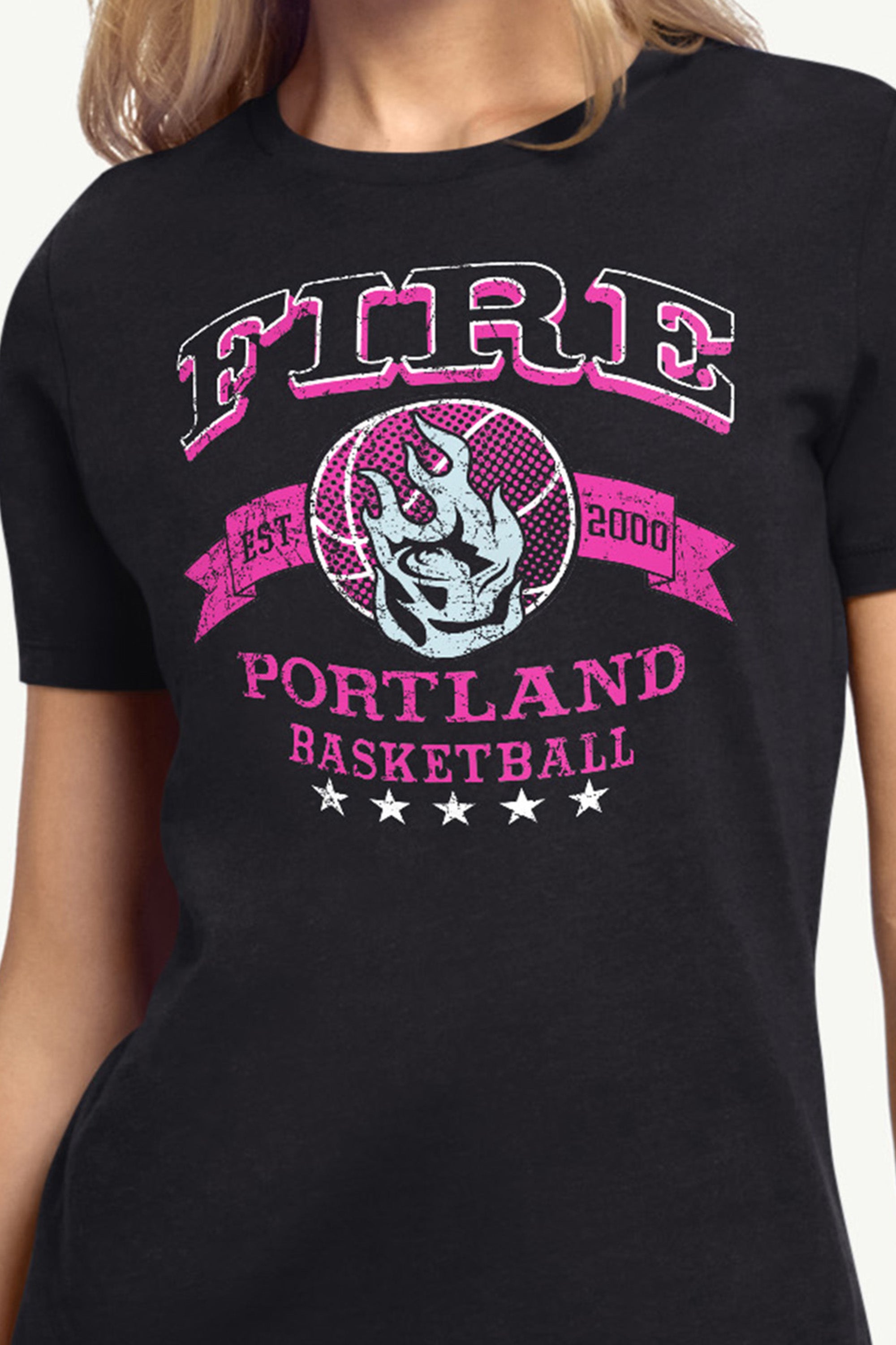WOMENS WNBA PORTLAND FIRE BLEACHERS & BANNER T SHIRT View 2 | Portland Fire WOMENS WNBA PORTLAND FIRE BLEACHERS & BANNER T SHIRT View 2 | Portland Fire