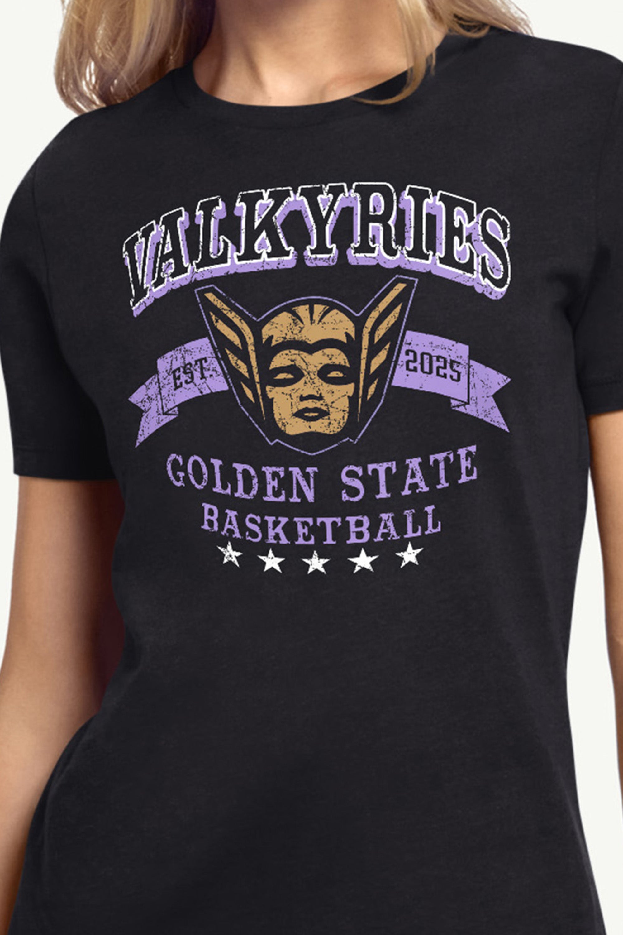 WOMENS WNBA GOLDEN STATE VALKYRIES BLEACHERS & BANNER T SHIRT View 2 | Golden State Valkyries WOMENS WNBA GOLDEN STATE VALKYRIES BLEACHERS & BANNER T SHIRT View 2 | Golden State Valkyries