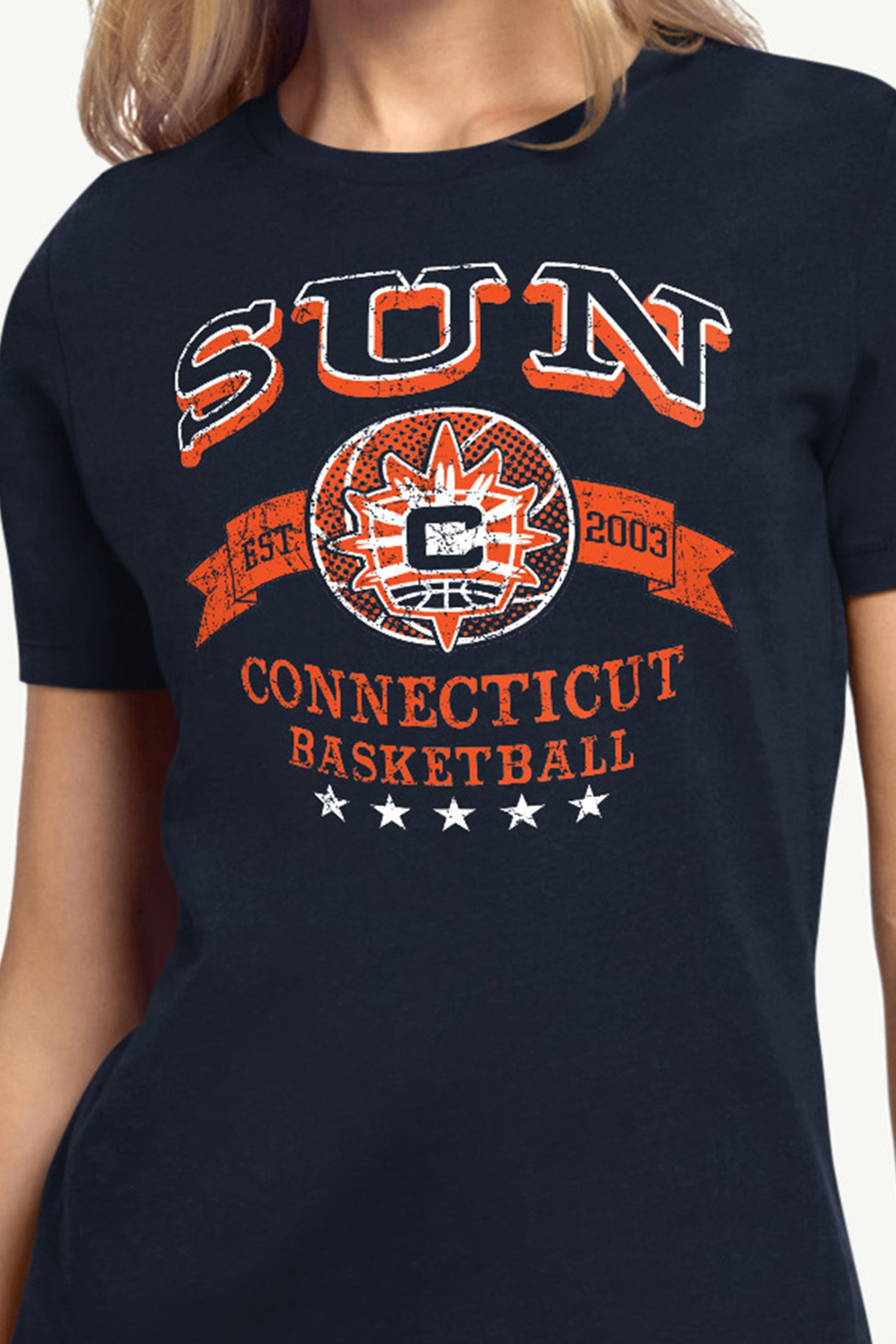 WOMENS WNBA CONNECTICUT SUN BLEACHERS & BANNER T SHIRT View 2 | Connecticut Sun WOMENS WNBA CONNECTICUT SUN BLEACHERS & BANNER T SHIRT View 2 | Connecticut Sun