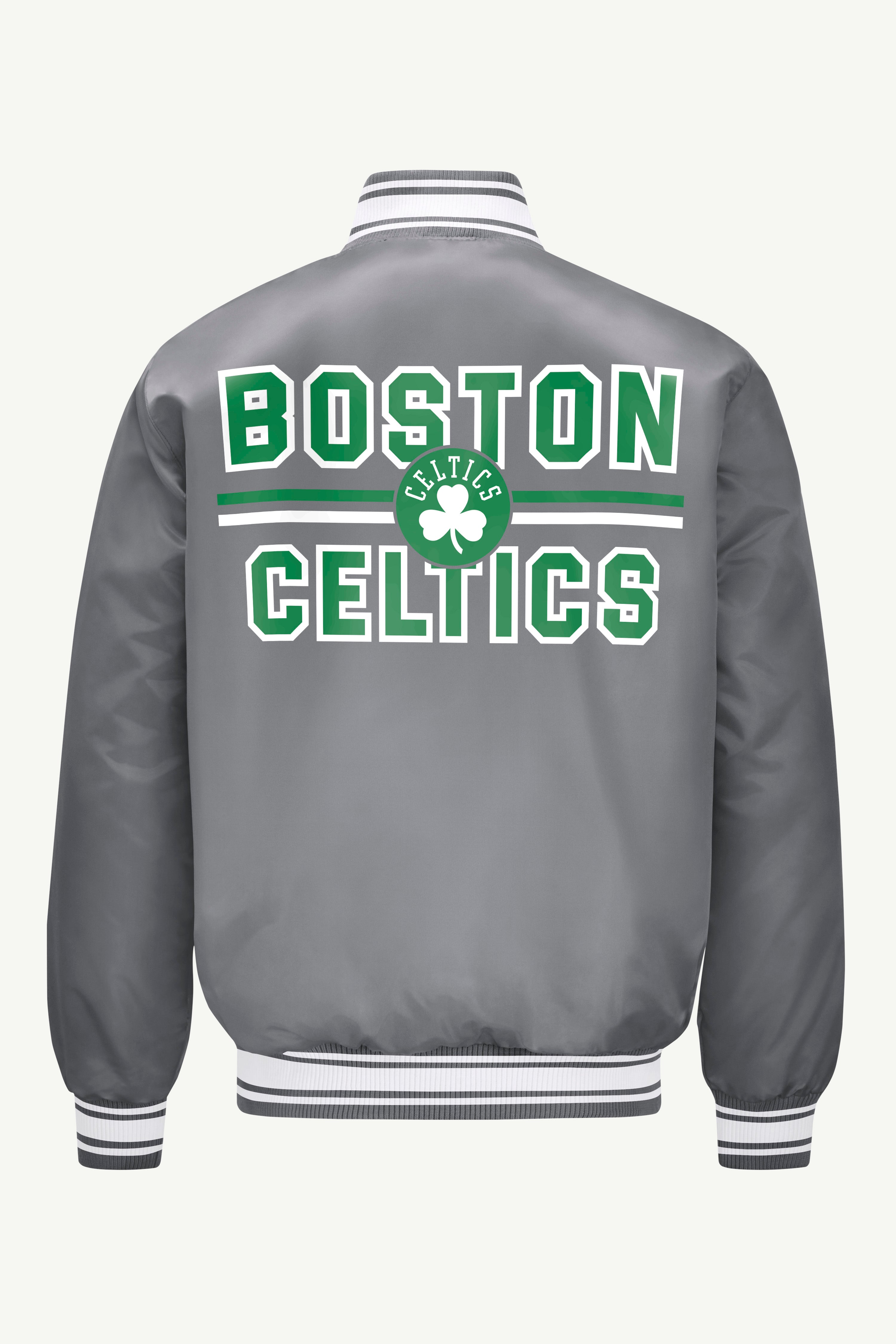 MENS BOSTON CELTICS MESH LOOK SATIN VARSITY JACKET View 2