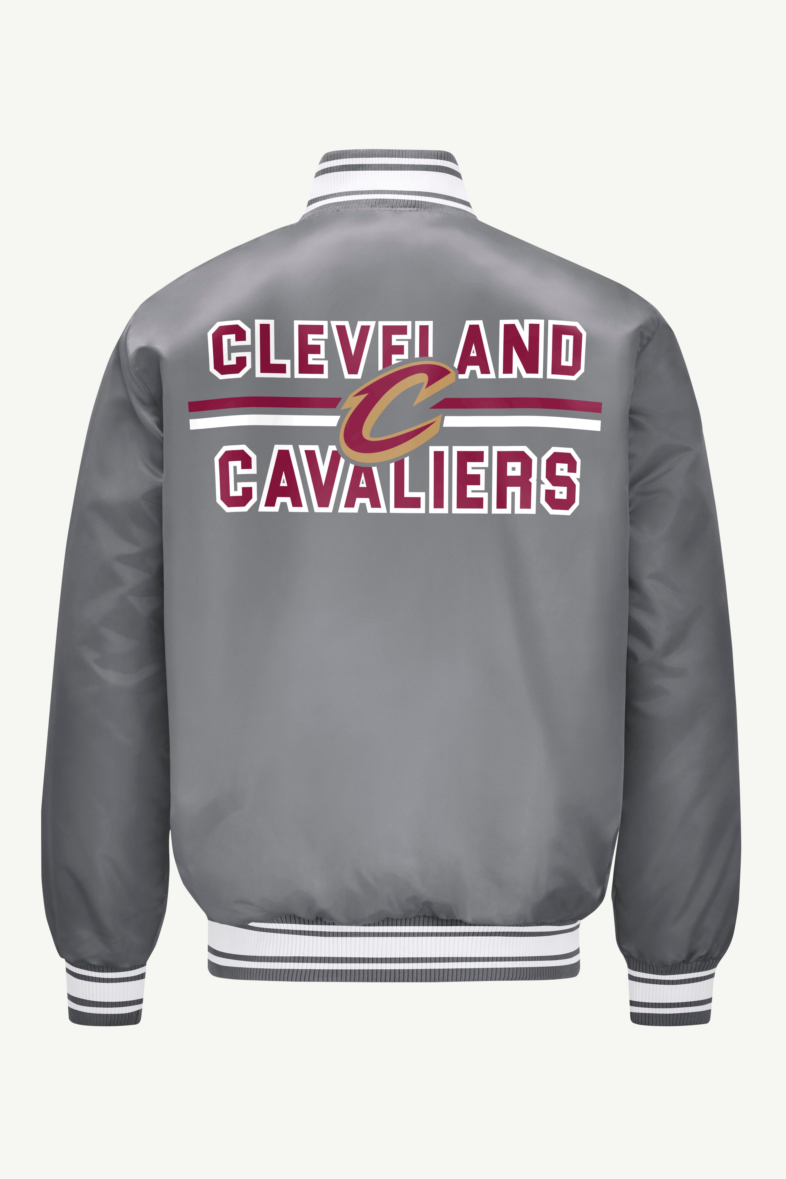 MENS CLEVELAND CAVALIERS MESH LOOK SATIN VARSITY JACKET View 2