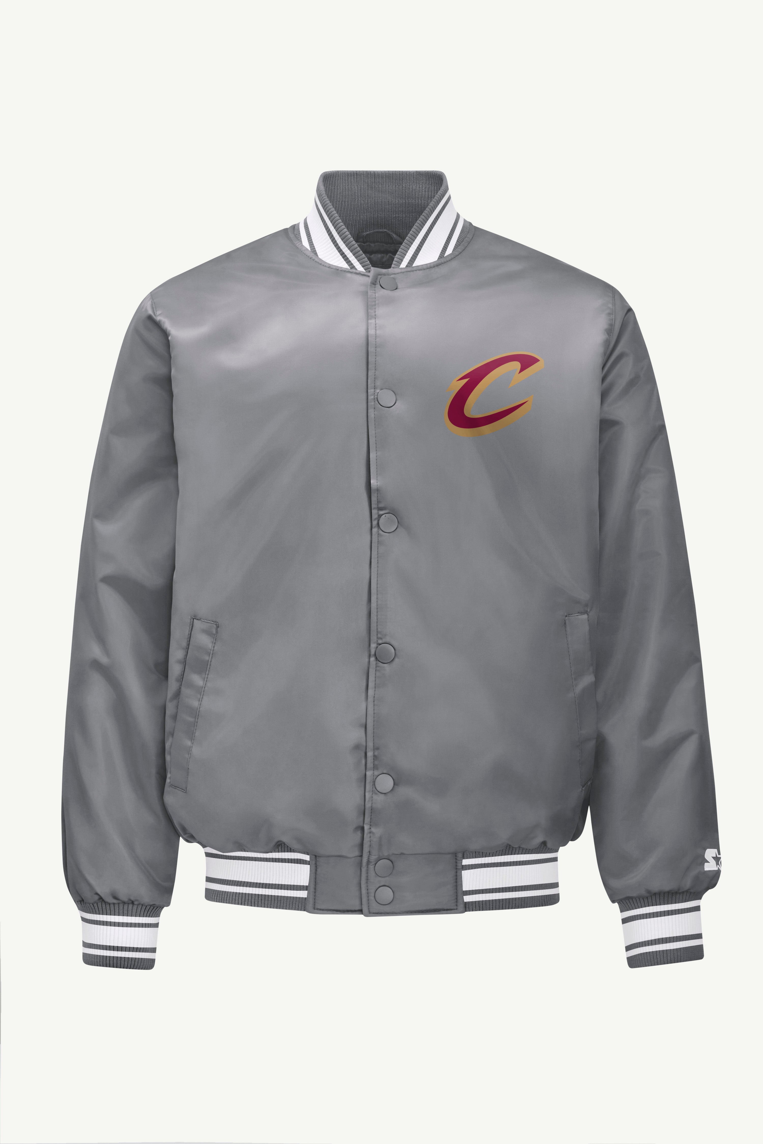 MENS CLEVELAND CAVALIERS MESH LOOK SATIN VARSITY JACKET View 1