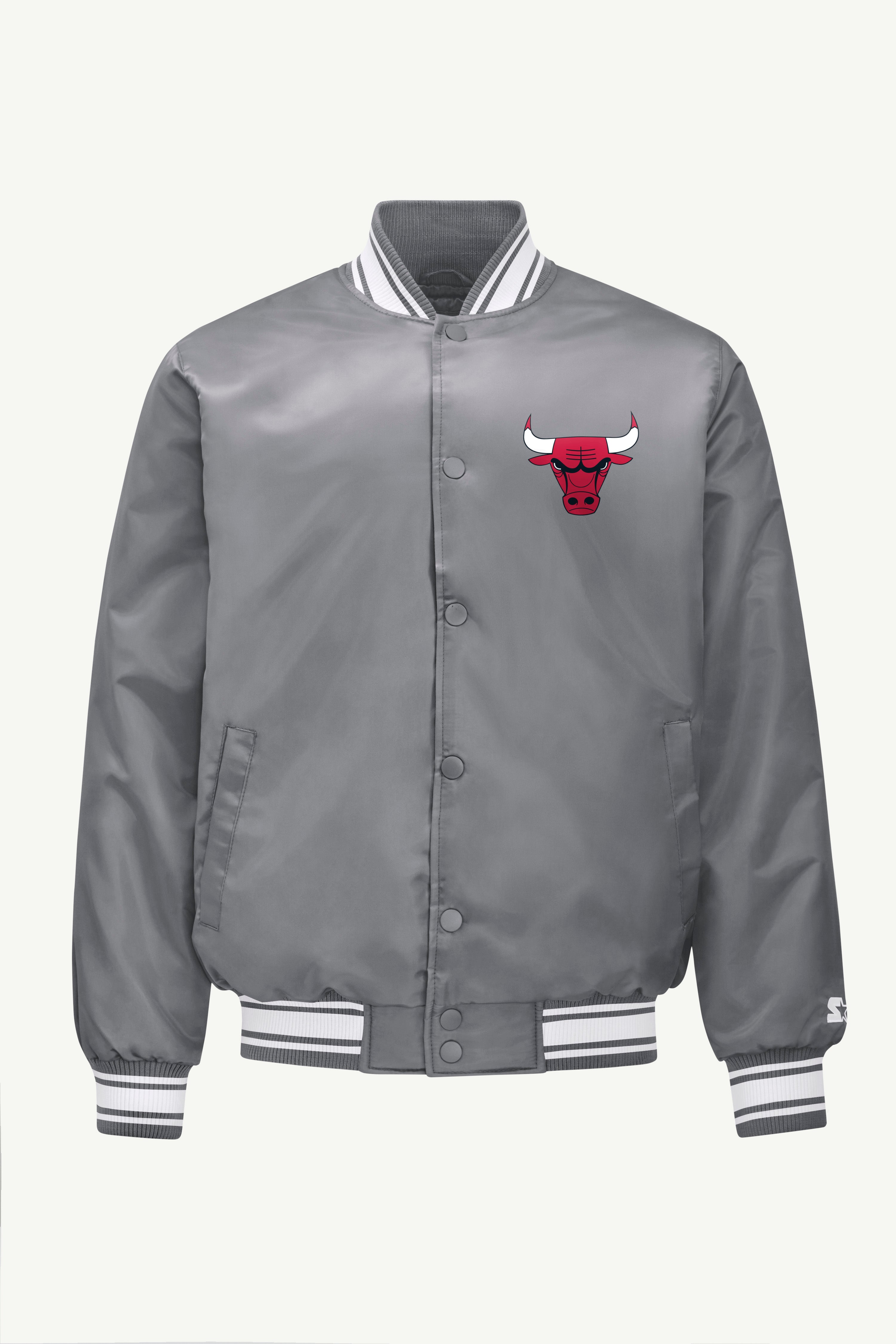 MENS CHICAGO BULLS MESH LOOK SATIN VARSITY JACKET View 1 | Starter Jackets