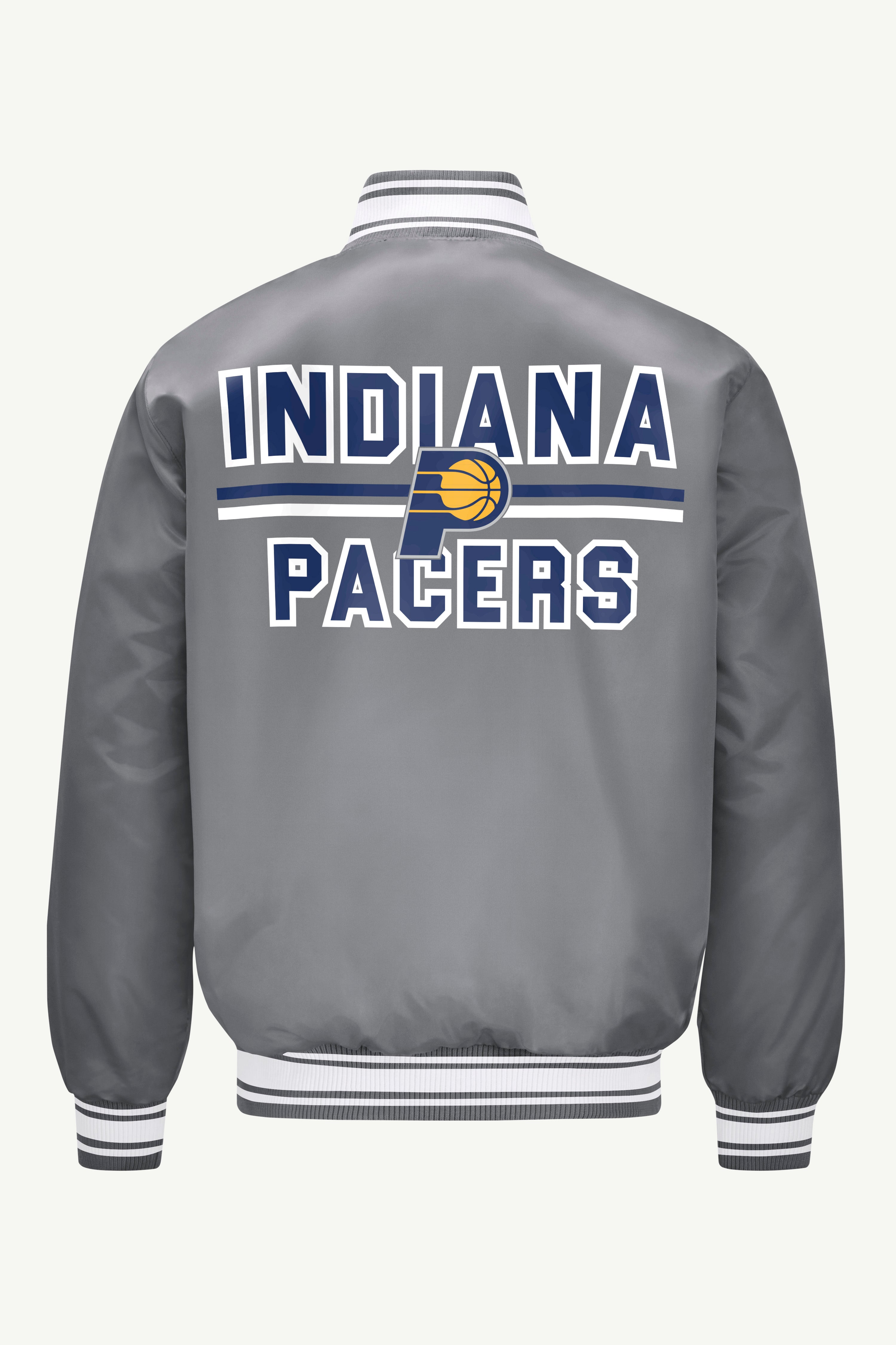 MENS INDIANA PACERS MESH LOOK SATIN VARSITY JACKET View 2