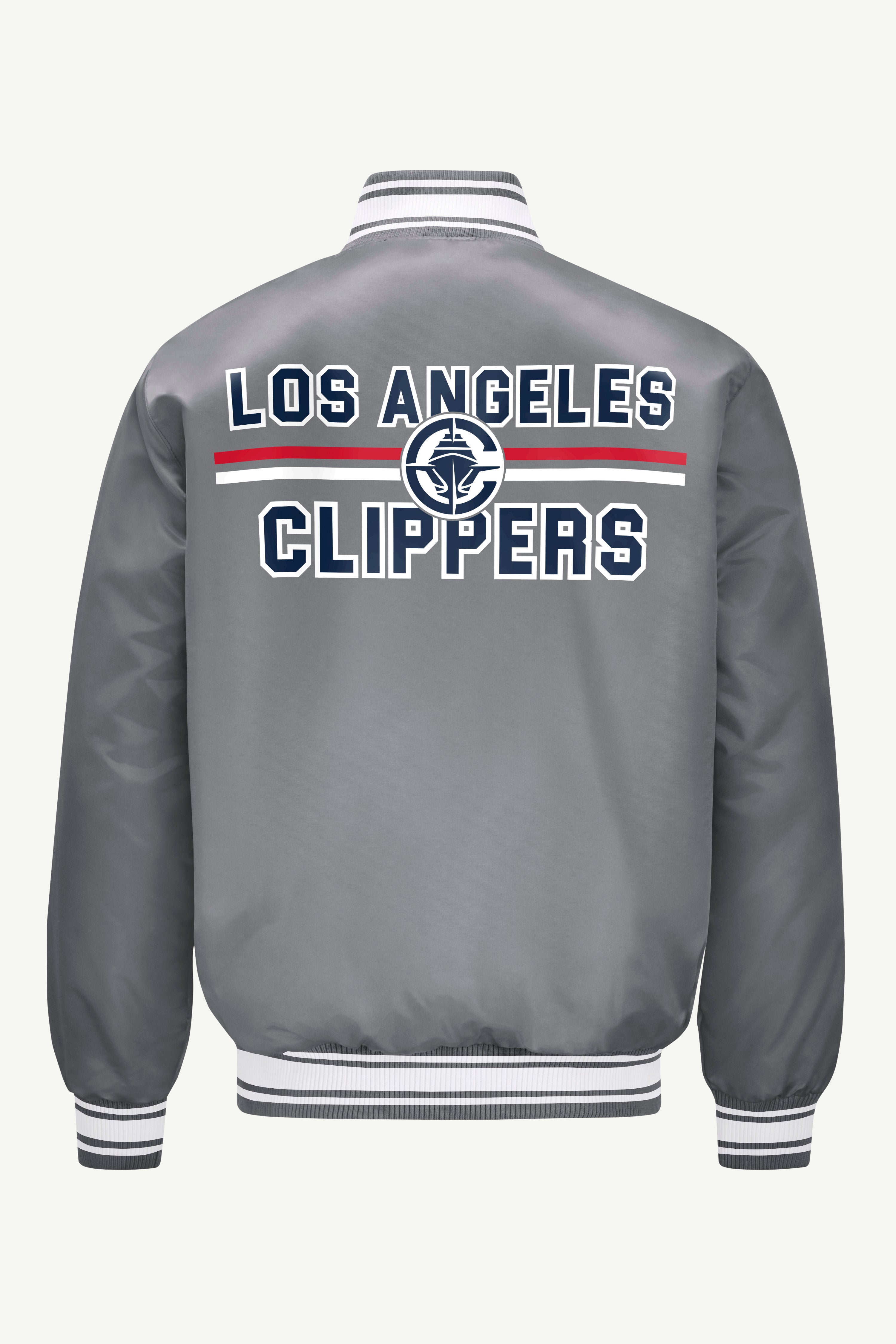 MENS LOS ANGELES CLIPPERS MESH LOOK SATIN VARSITY JACKET View 2