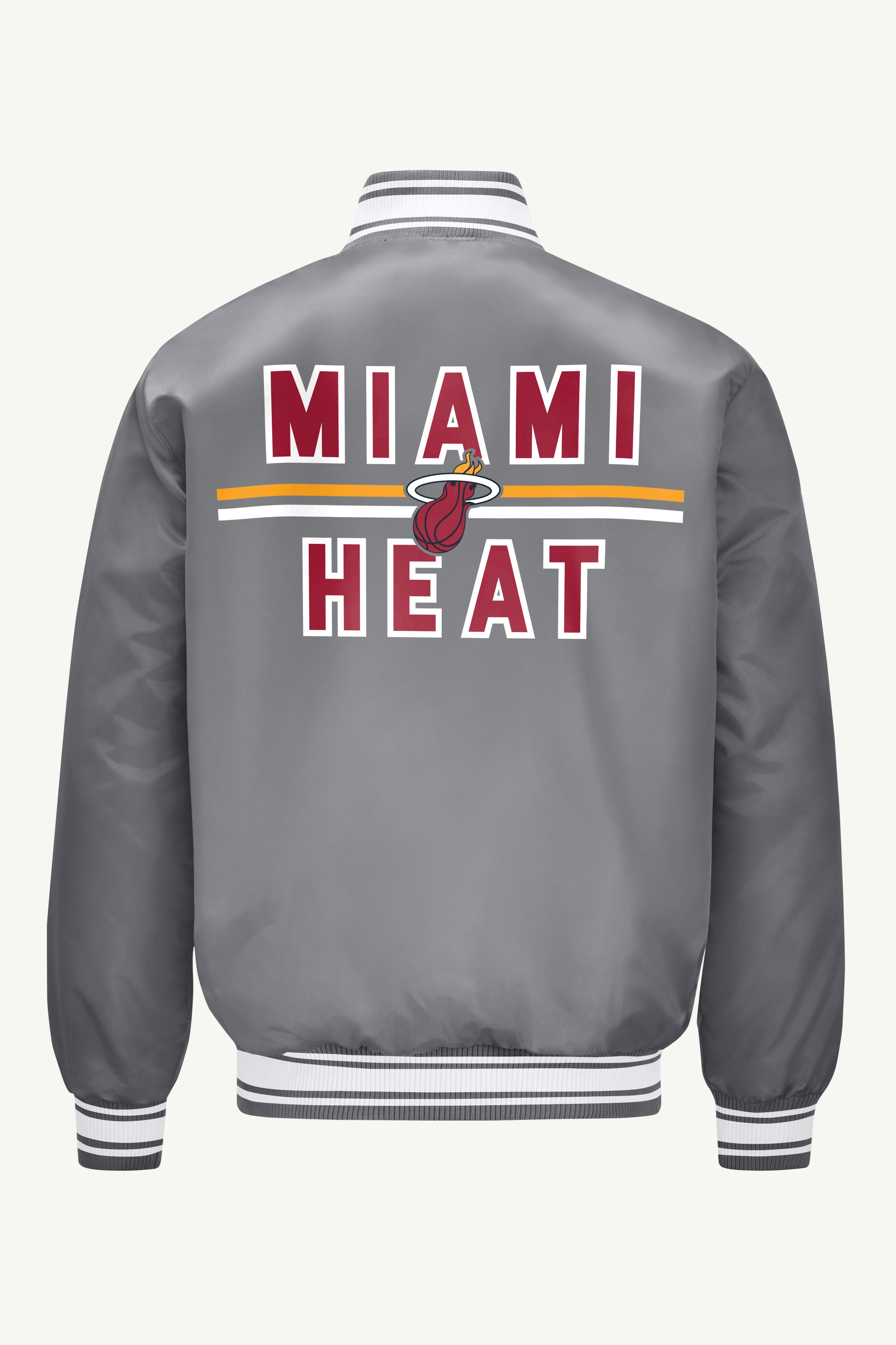 MENS MIAMI HEAT MESH LOOK SATIN VARSITY JACKET View 2 | NBA