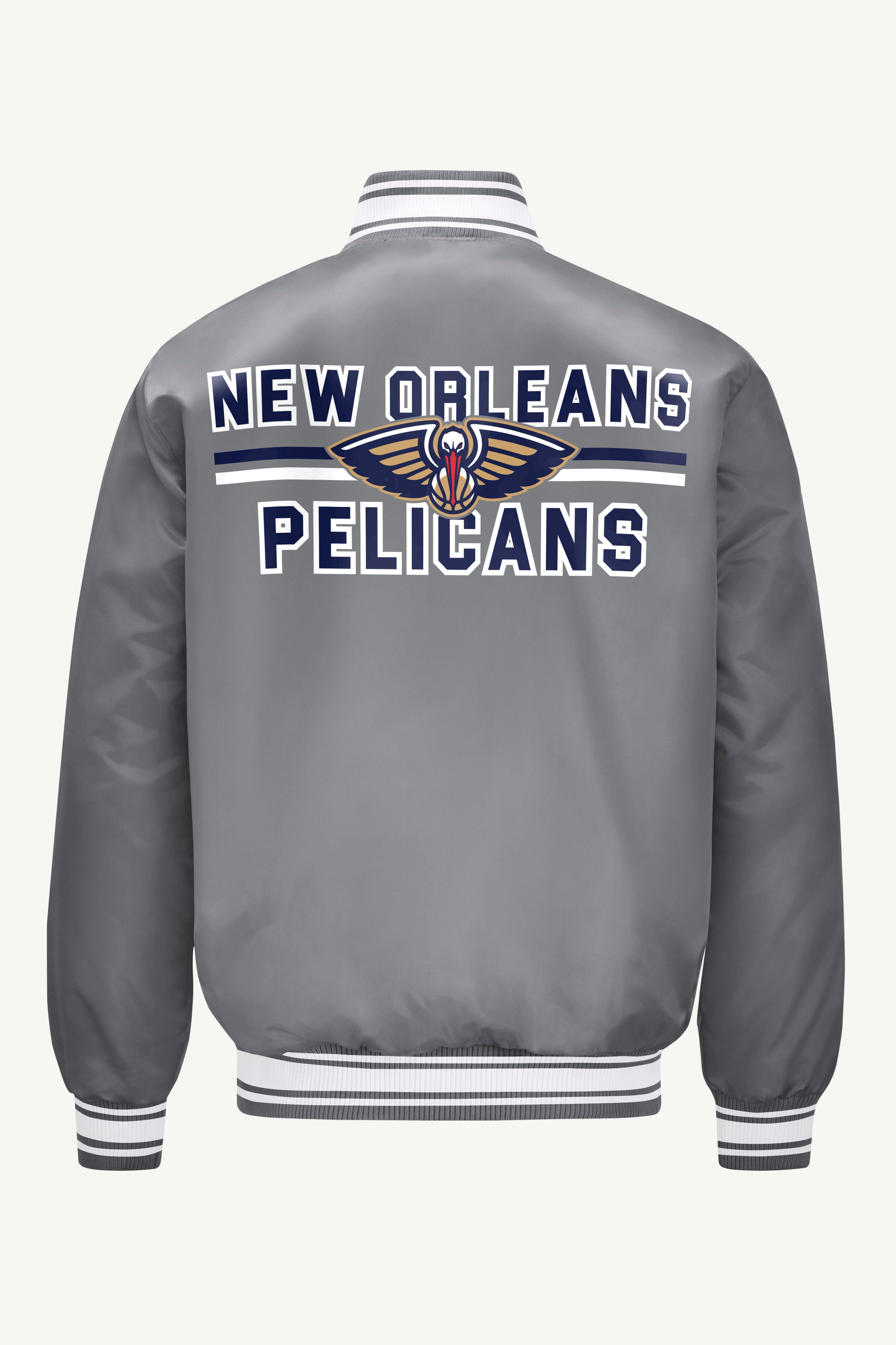 MENS NEW ORLEAN PELICANS MESH LOOK SATIN VARSITY JACKET View 2 | NBA