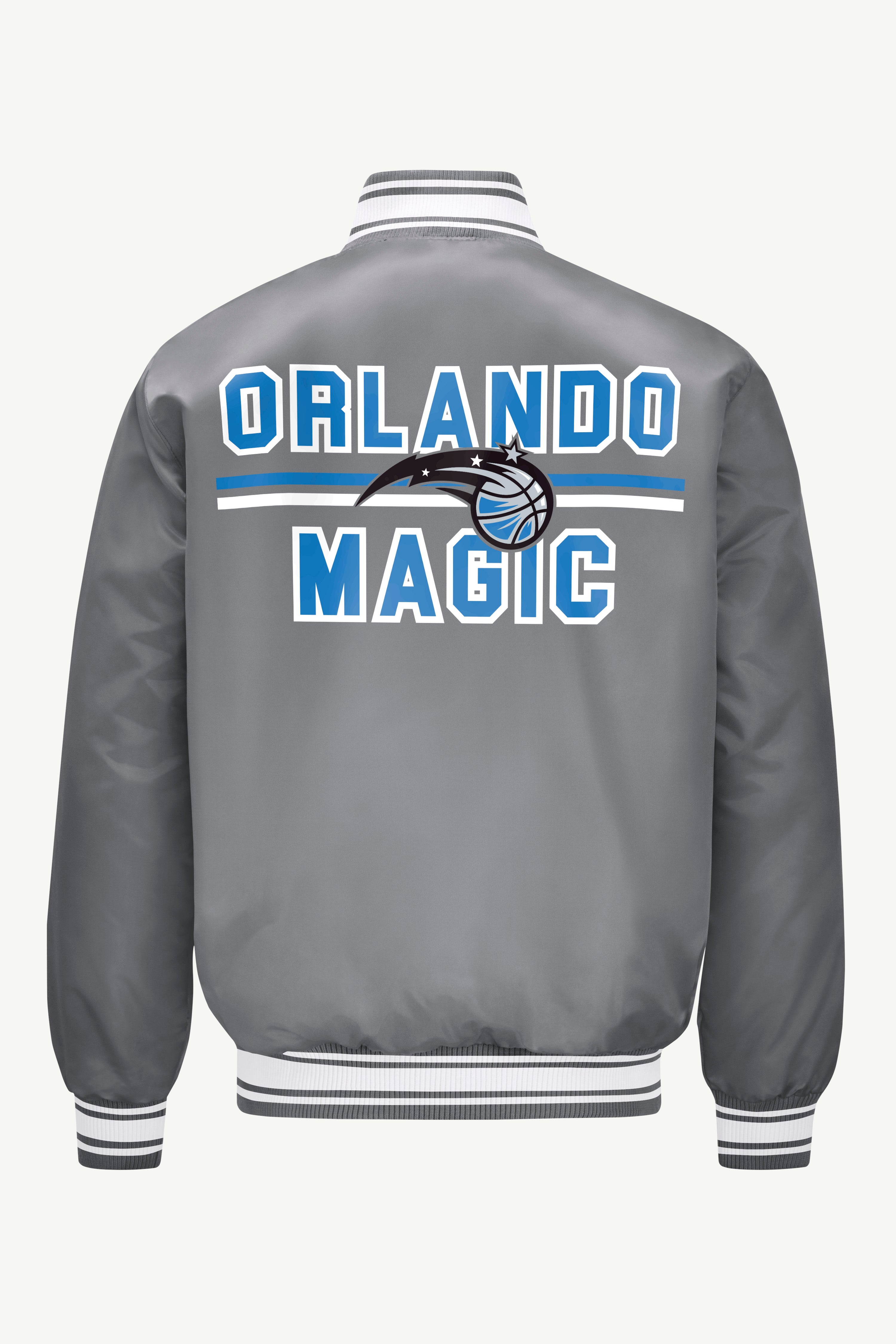 MENS ORLANDO MAGIC MESH LOOK SATIN VARSITY JACKET View 2