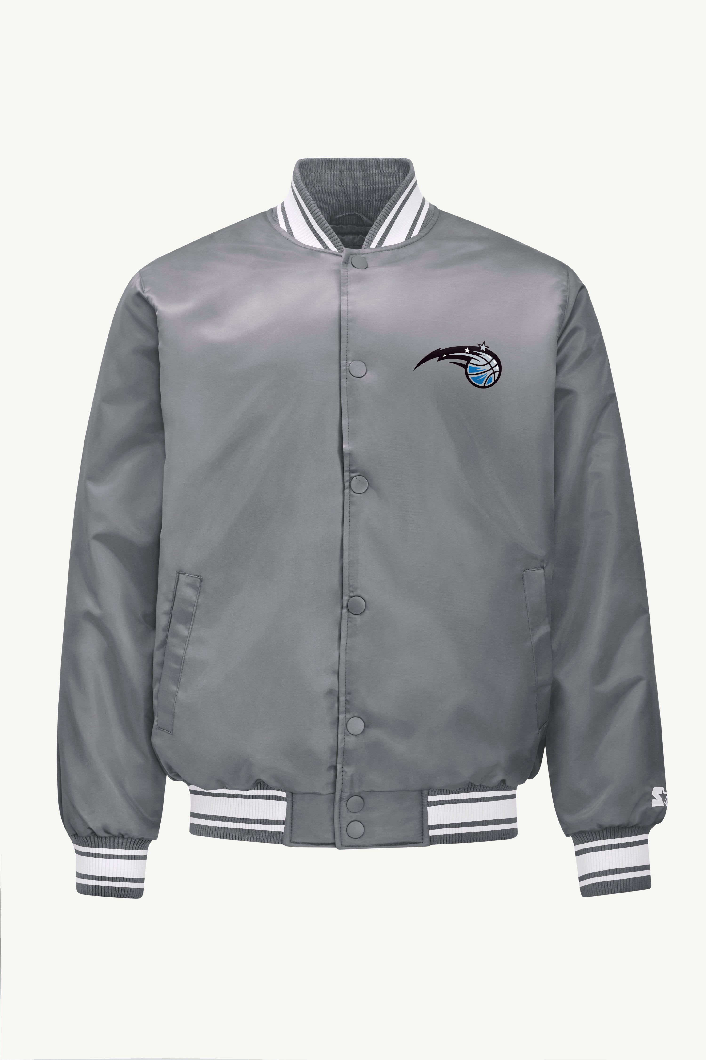 MENS ORLANDO MAGIC MESH LOOK SATIN VARSITY JACKET View 1