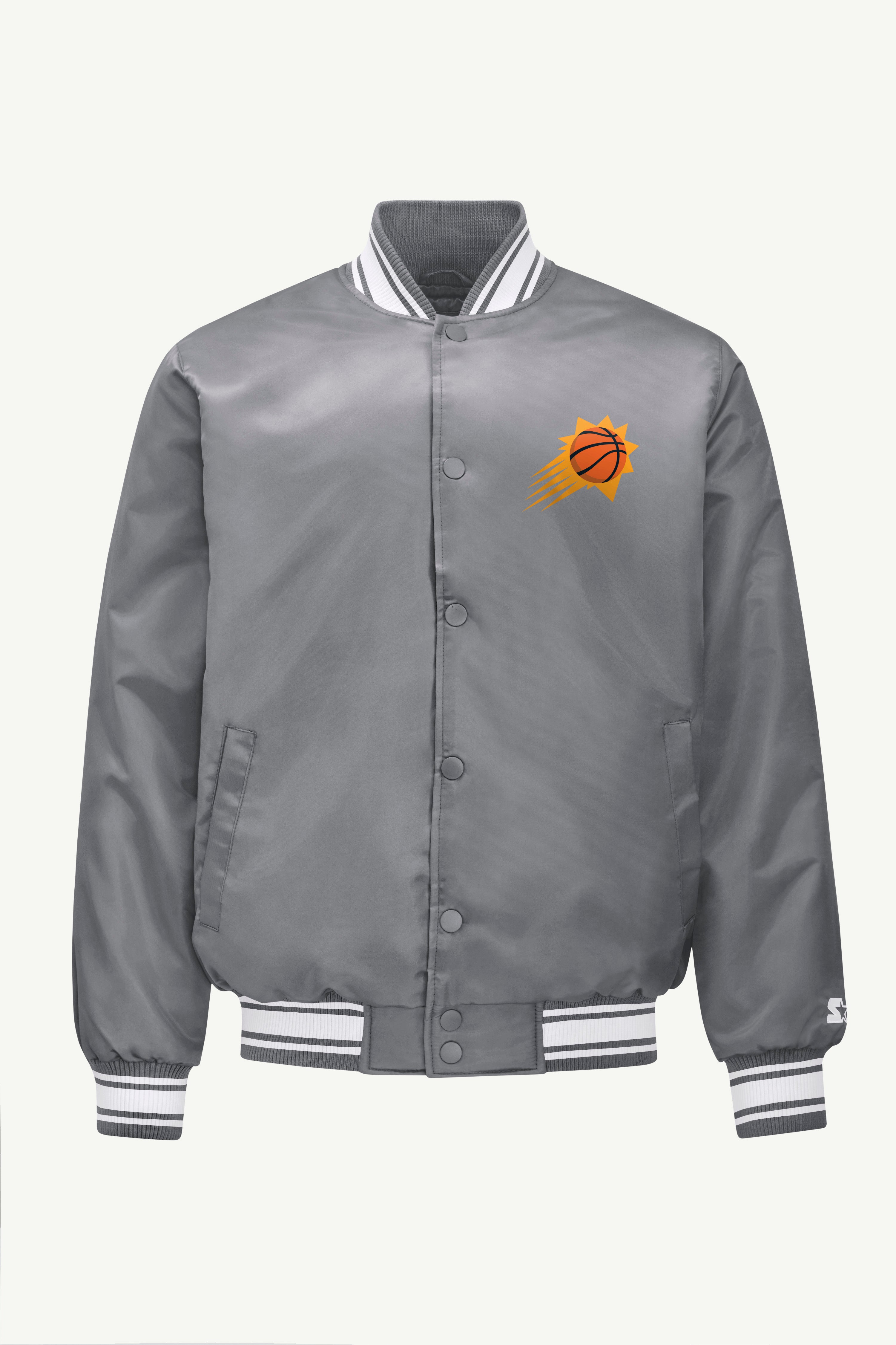 MENS PHOENIX SUNS MESH LOOK SATIN VARSITY JACKET View 1