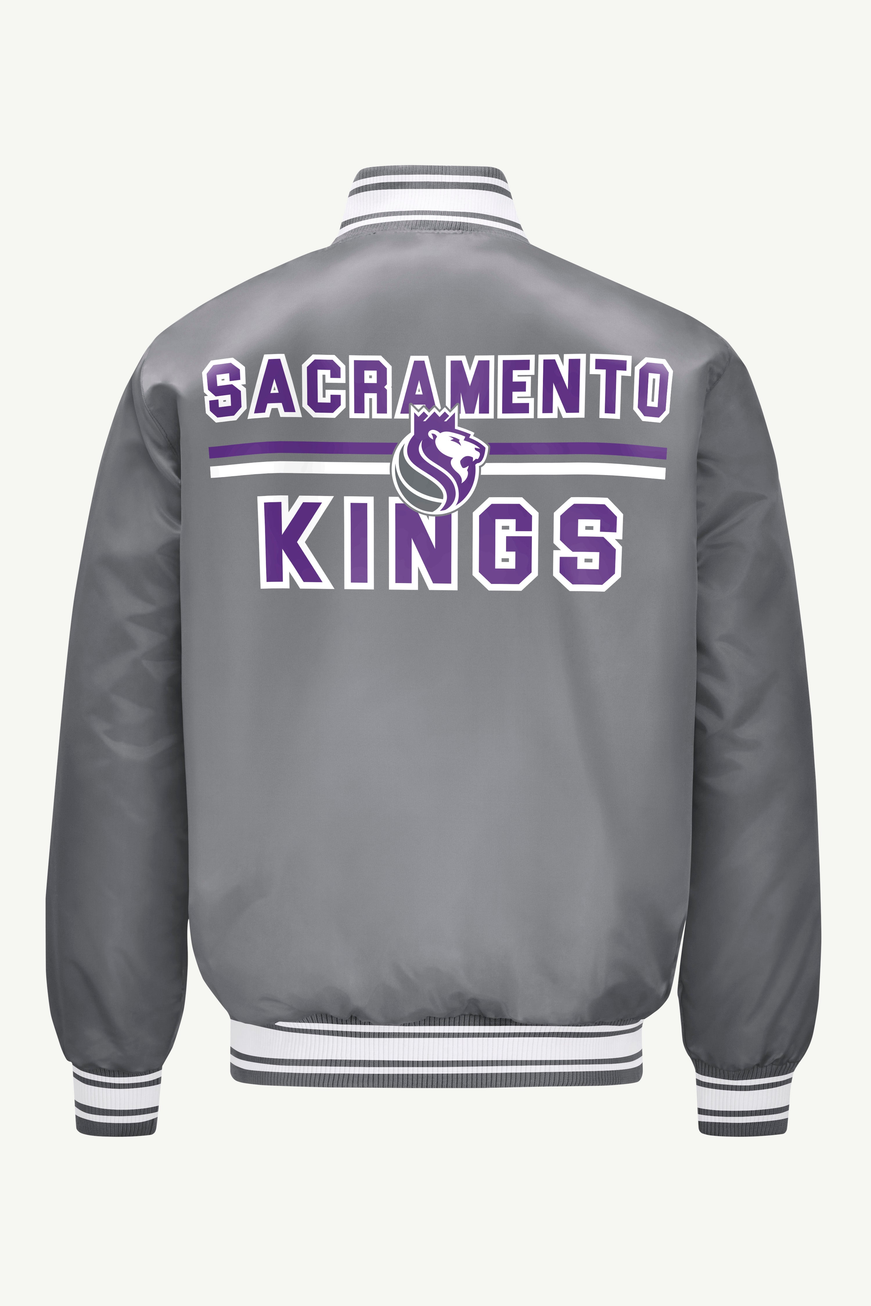 MENS SACRAMENTO KINGS MESH LOOK SATIN VARSITY JACKET View 2