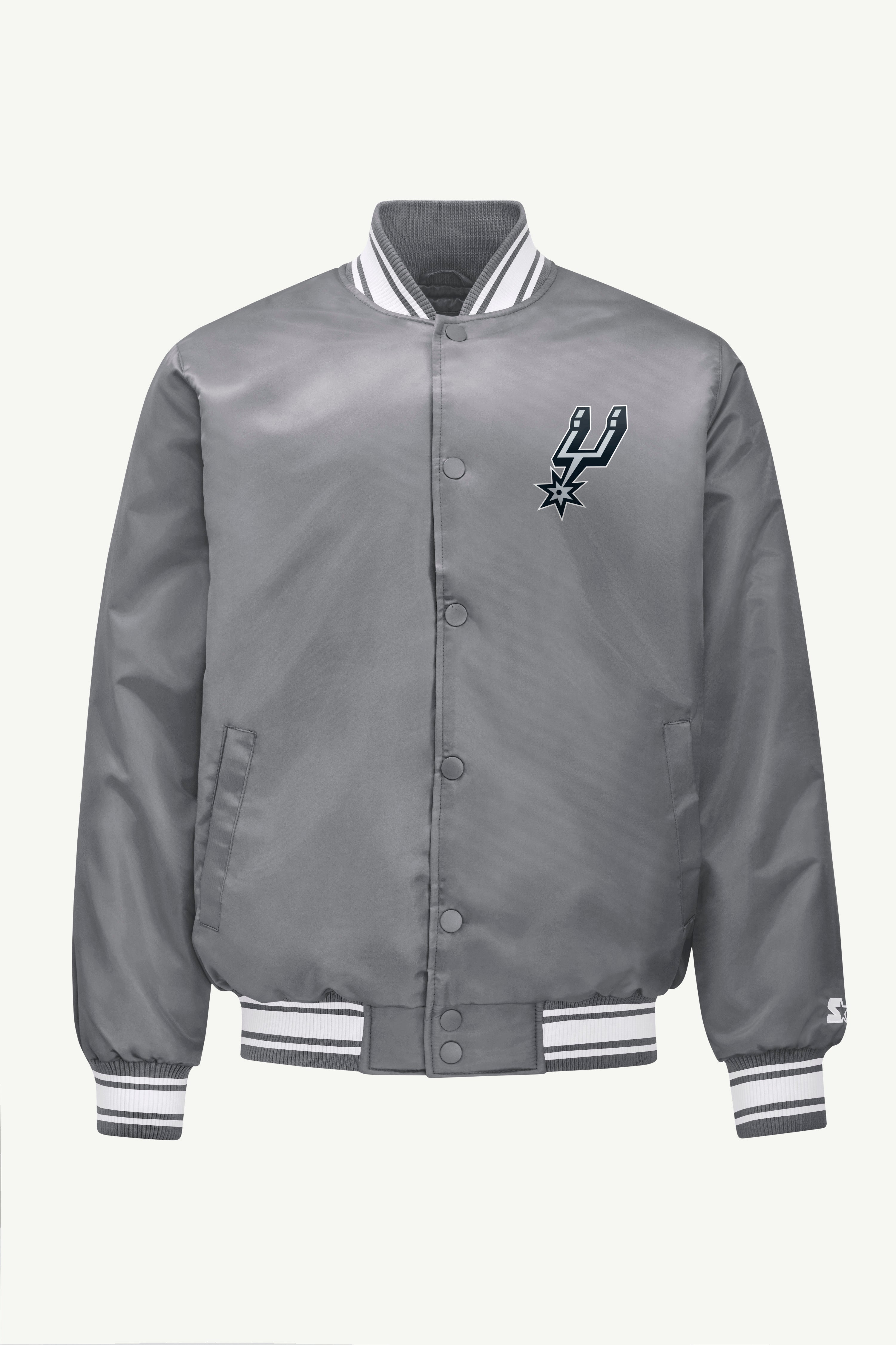 MENS SAN ANTONIO SPURS MESH LOOK SATIN VARSITY JACKET View 1