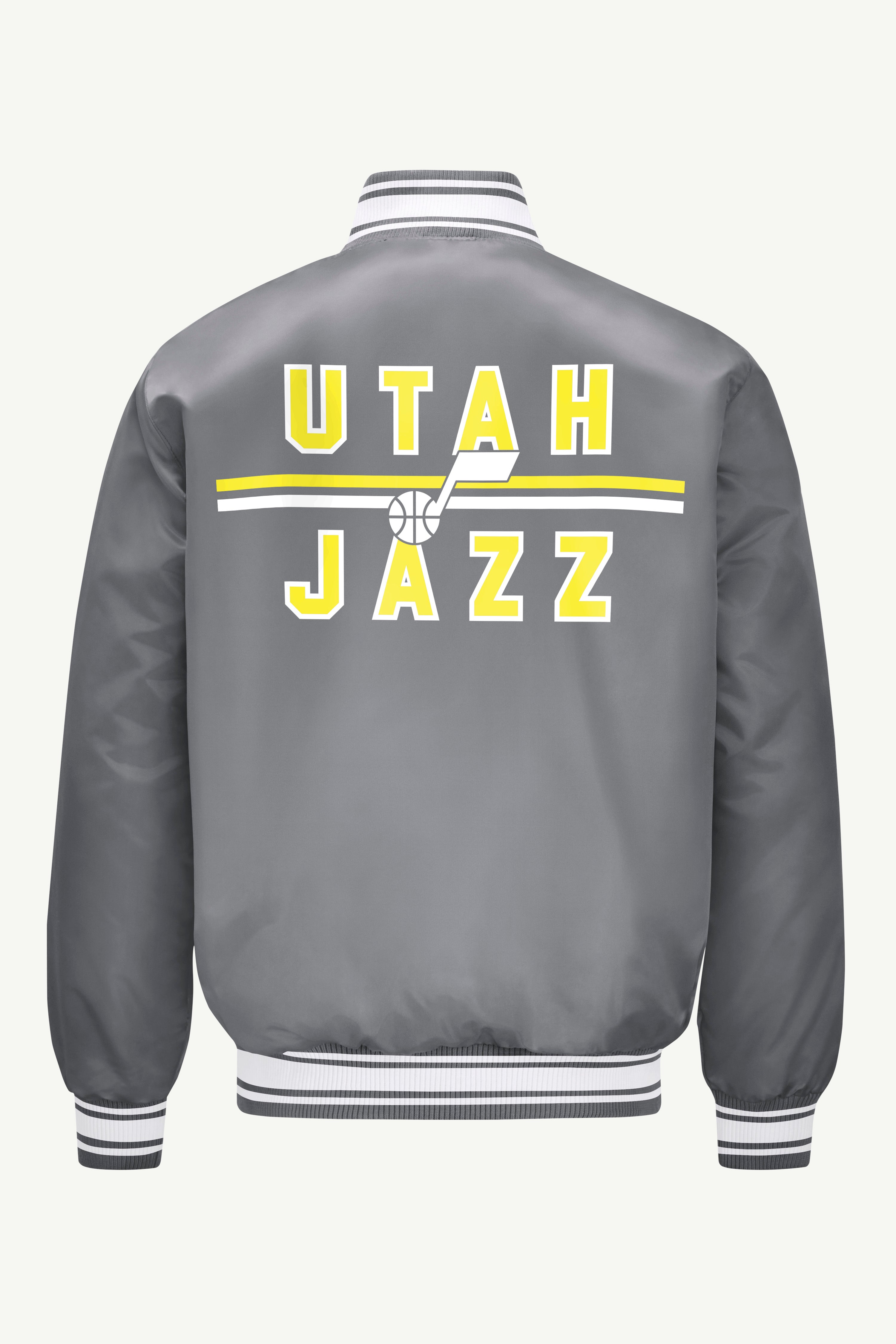 MENS UTAH JAZZ MESH LOOK SATIN VARSITY JACKET View 2